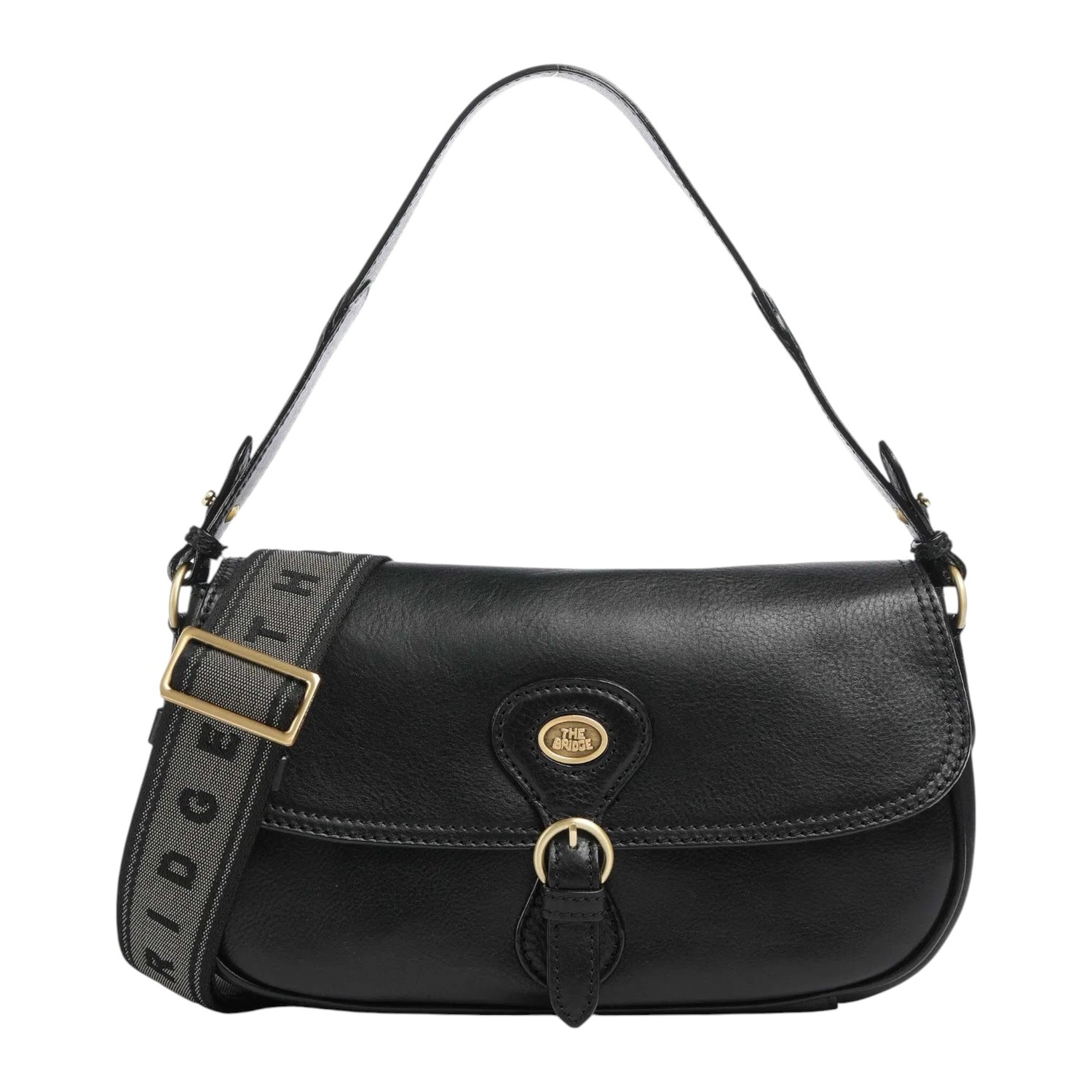 The Bridge Borsa a Spalla Linea Isabella Donna in Pelle Nera con Tracolla