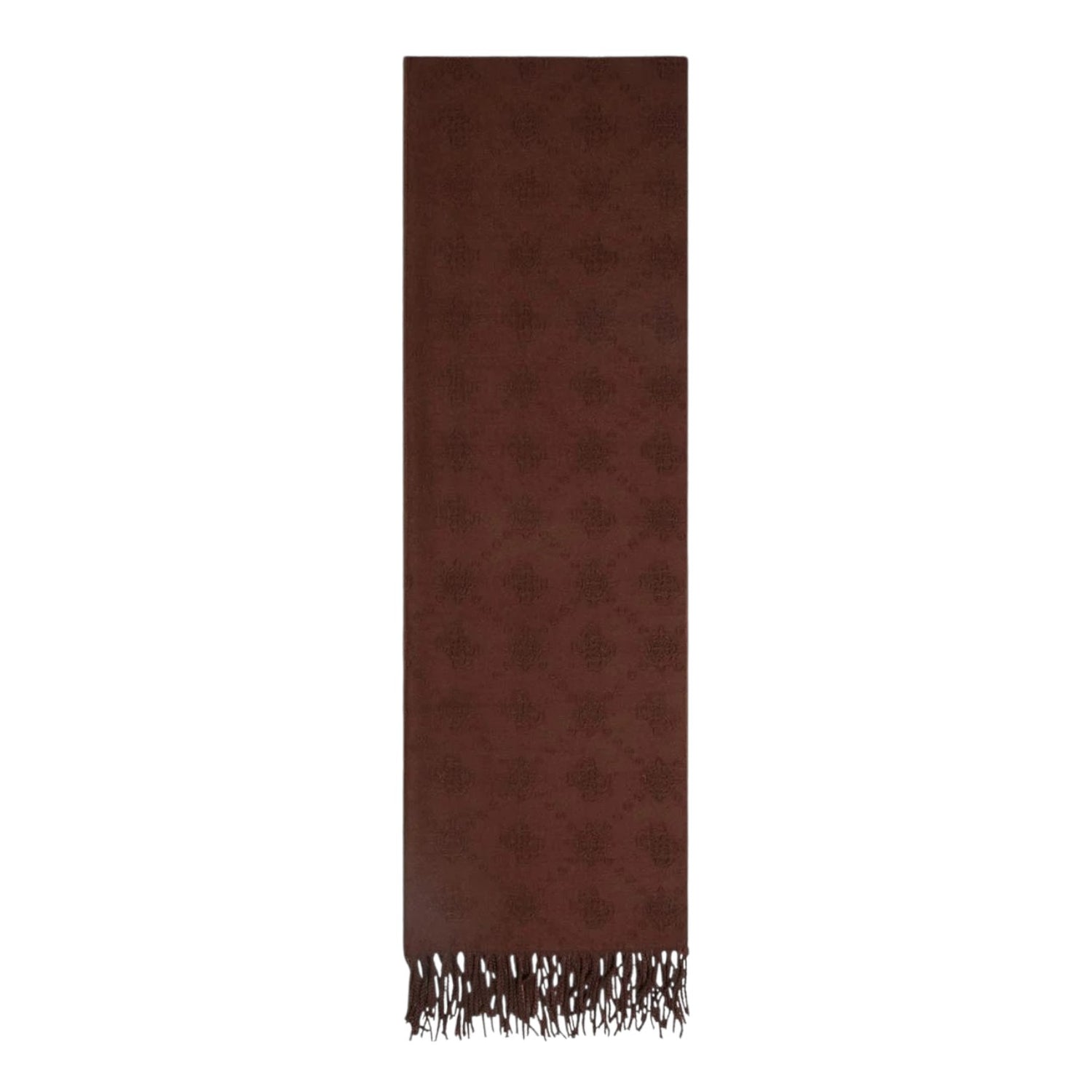 Guess Foulard Donna in Tessuto Cioccolato 4G Logo Peony con Frange