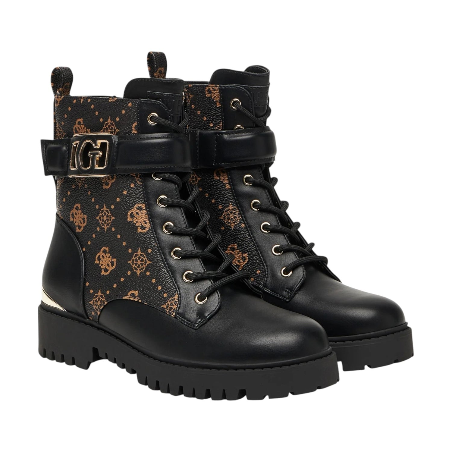 Guess Anfibio Nero Marrone 4g Logo Peony da Donna