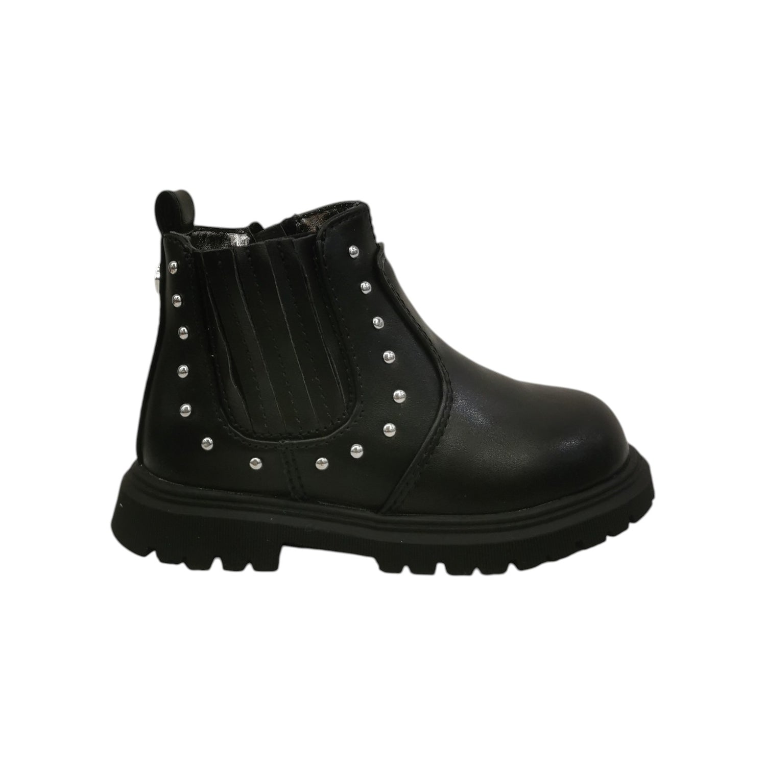 Cult Young Beatles Bambina in Ecopelle Nera con Borchiette e Zip