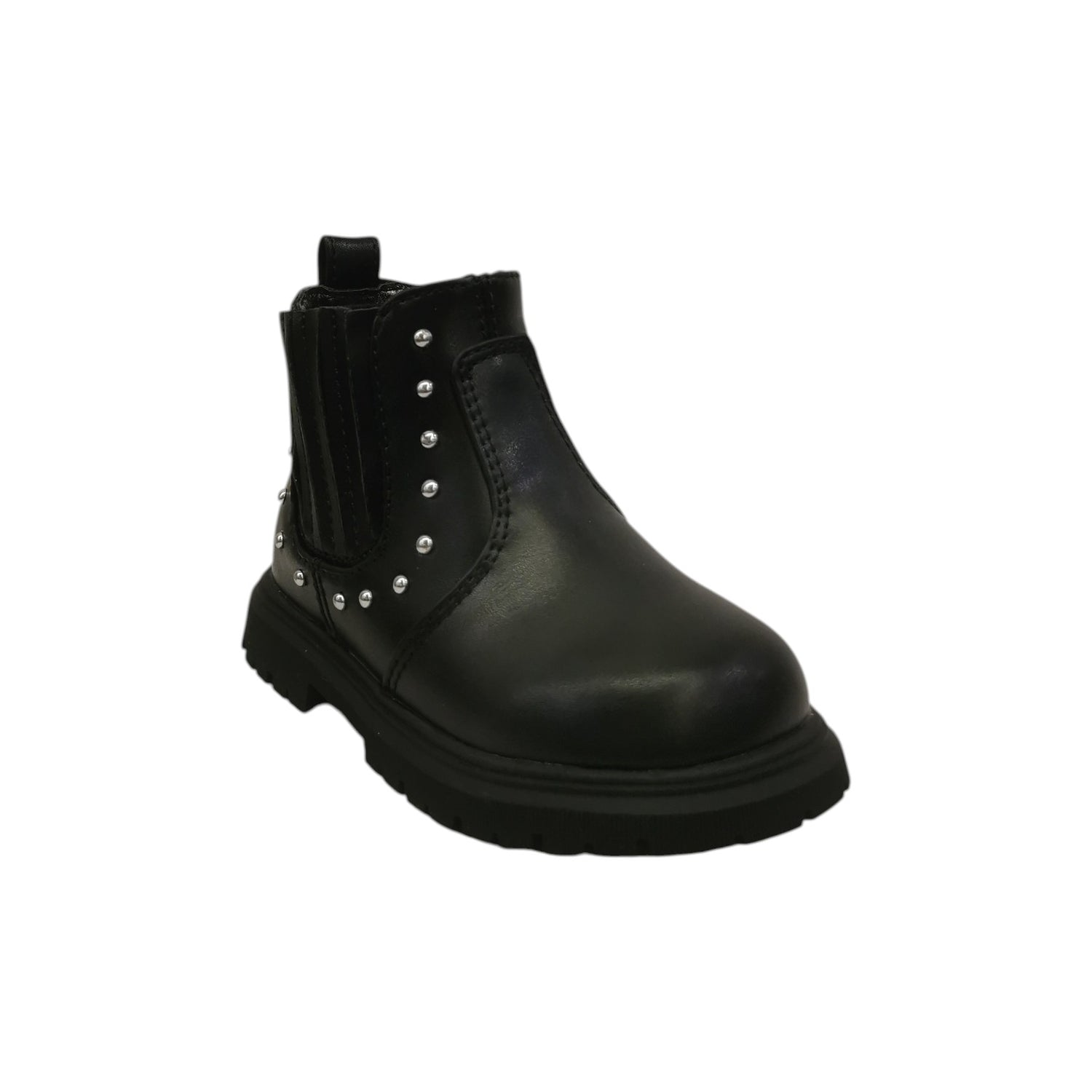 Cult Young Beatles Bambina in Ecopelle Nera con Borchiette e Zip