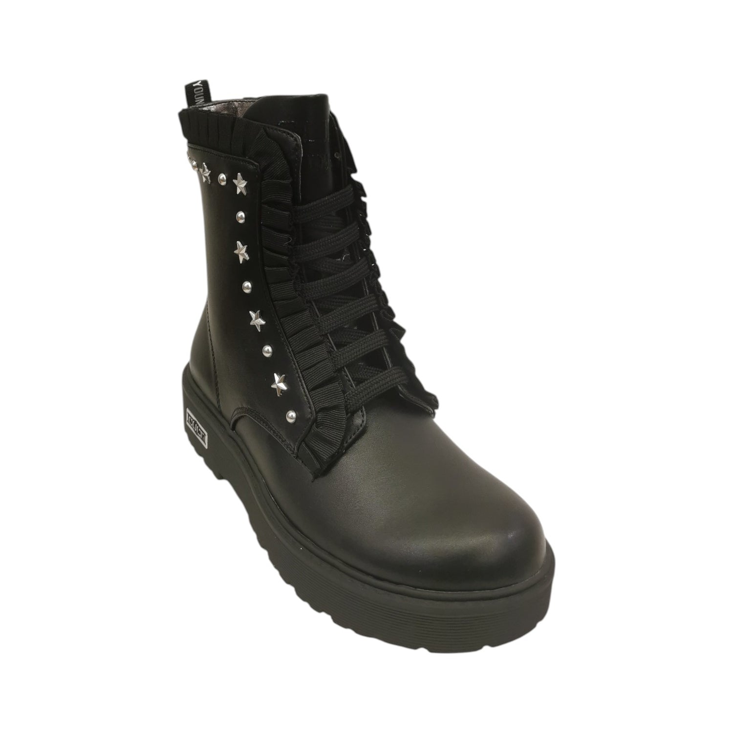 Cult Anfibio Bambina in Ecopelle Nera con Borchie e Rouches