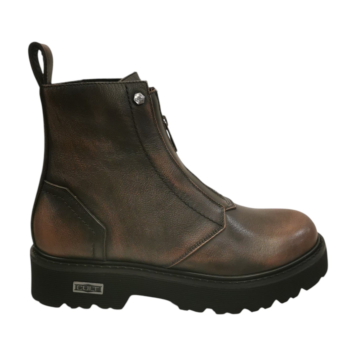 Cult Stivaletto Uomo in Pelle Nero Marrone con Zip Centrale