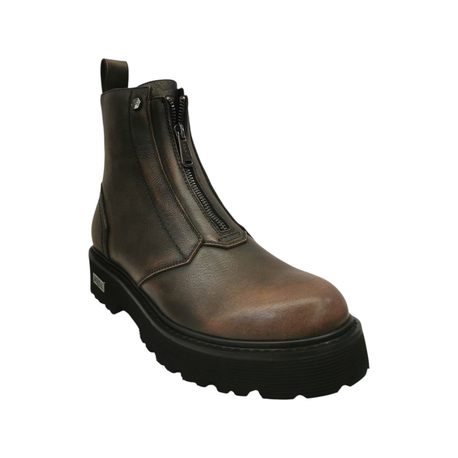 Cult Stivaletto Uomo in Pelle Nero Marrone con Zip Centrale