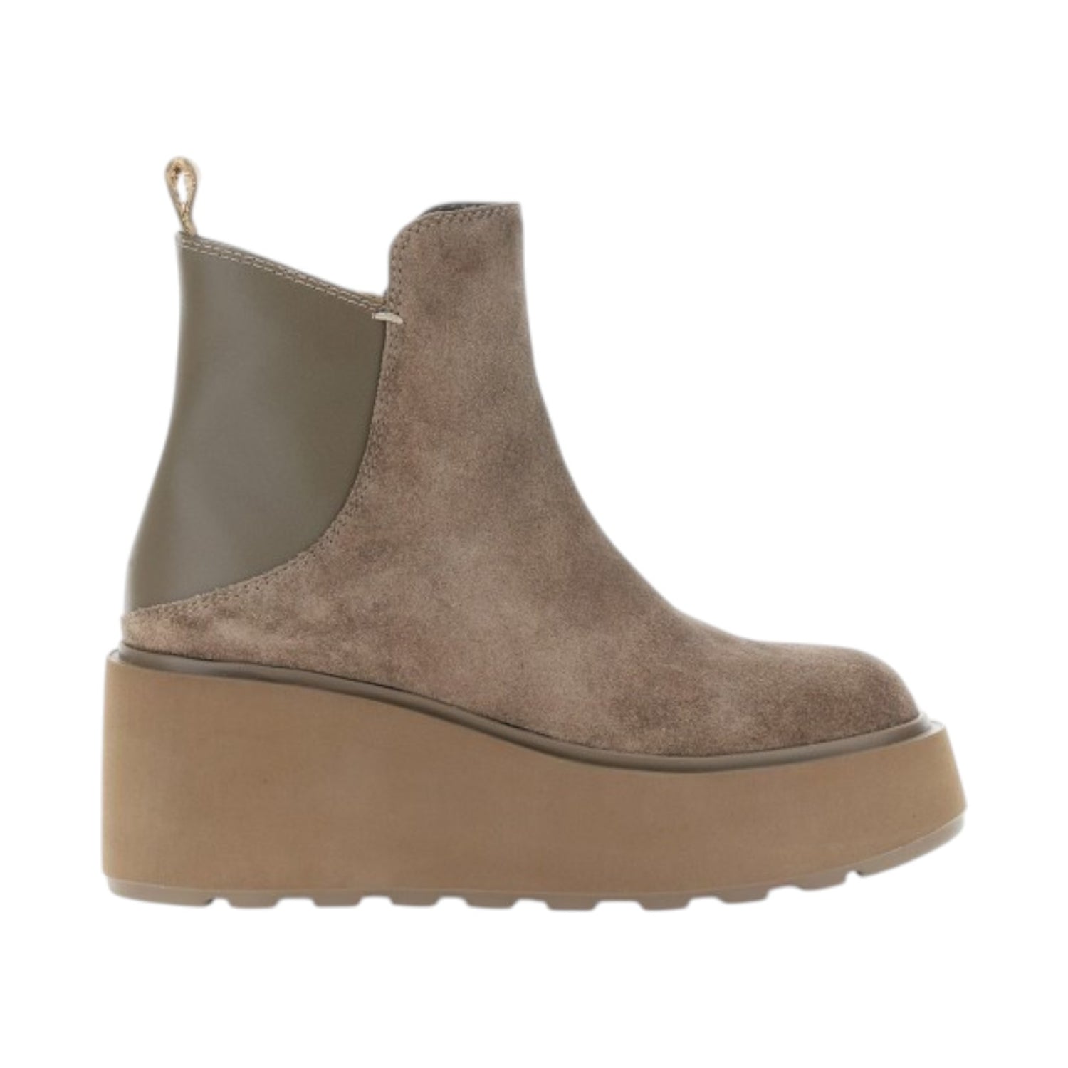 CafèNoir Stivaletto Donna in Pelle Camoscio Tortora con Zeppa