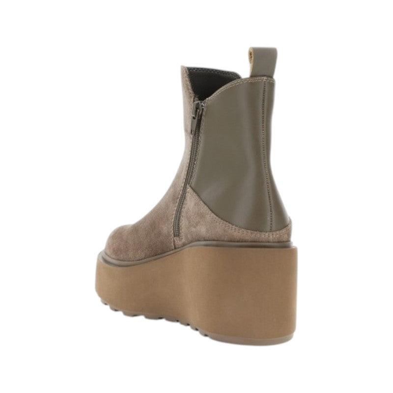 CafèNoir Stivaletto Donna in Pelle Camoscio Tortora con Zeppa