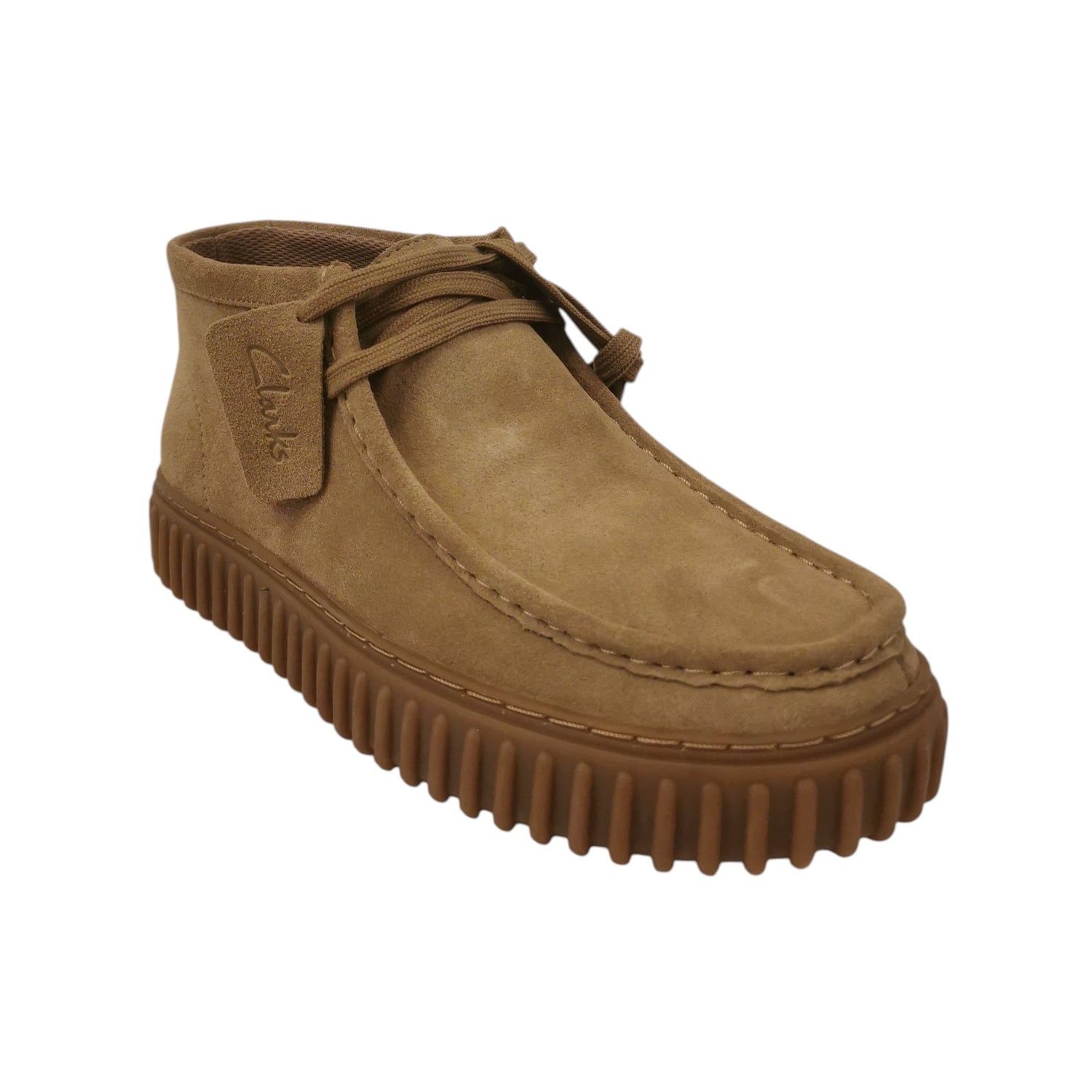 Clarks Torhill Hi Polacchino Uomo in Camoscio Sabbia con Lacci