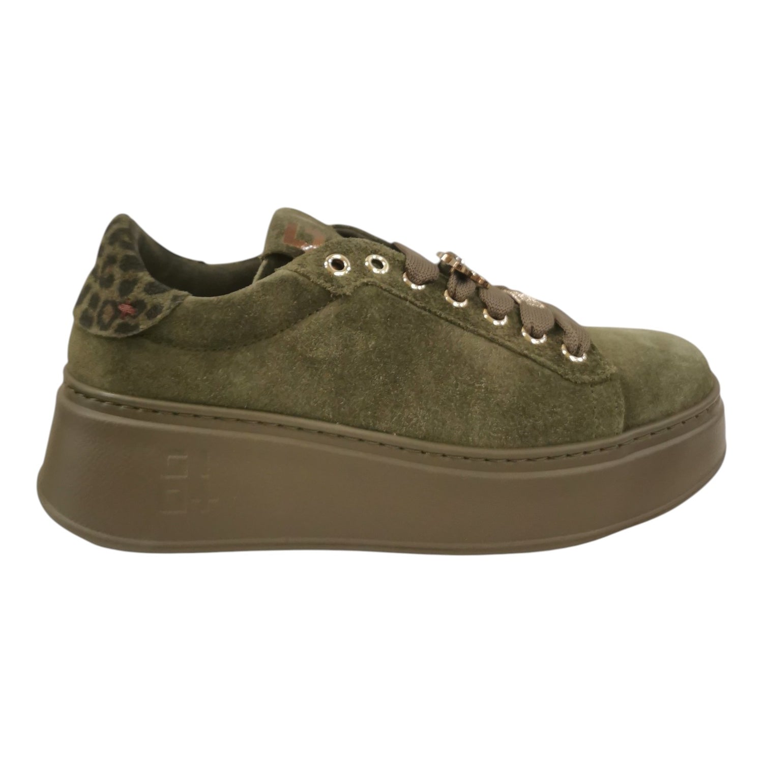 Gio+ Sneakers Platform Donna in Camoscio Verde con Accessorio Gioiello