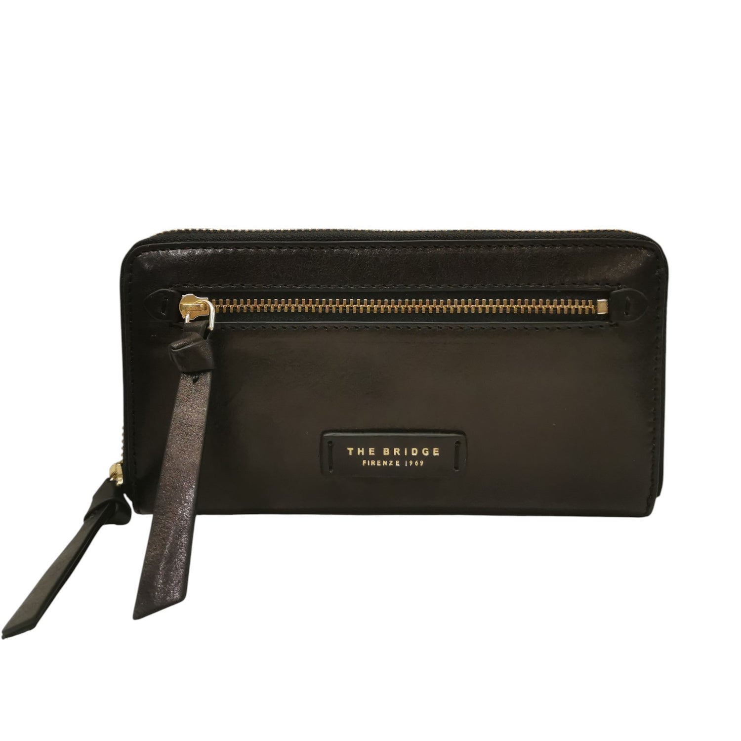 The Bridge Portafoglio Grande Donna in Pelle Nera con Zip Frontale