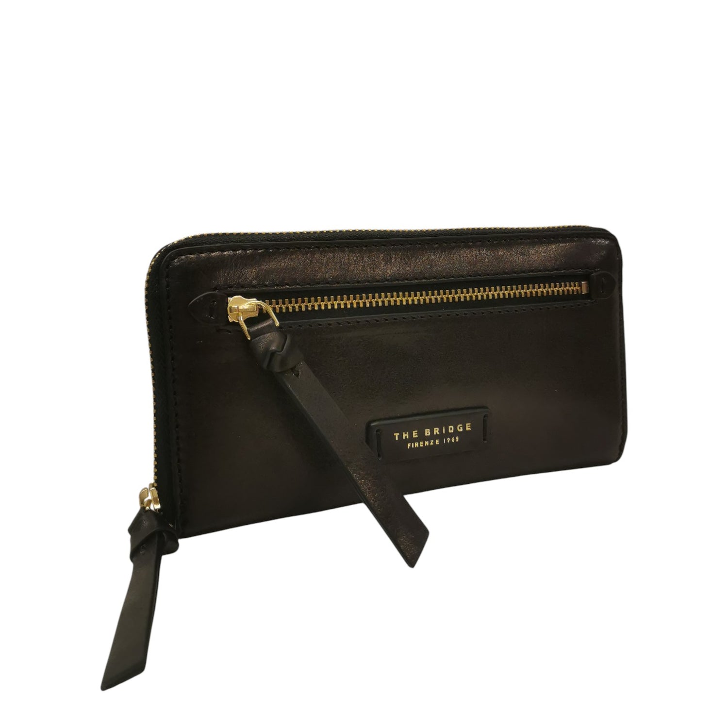 The Bridge Portafoglio Grande Donna in Pelle Nera con Zip Frontale