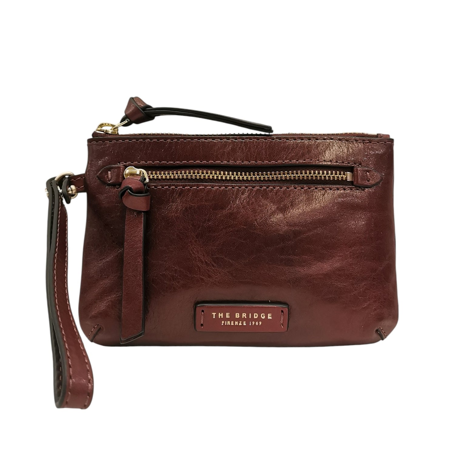 The Bridge Pochette Ingrid Unisex in Pelle Mosto con Polsino