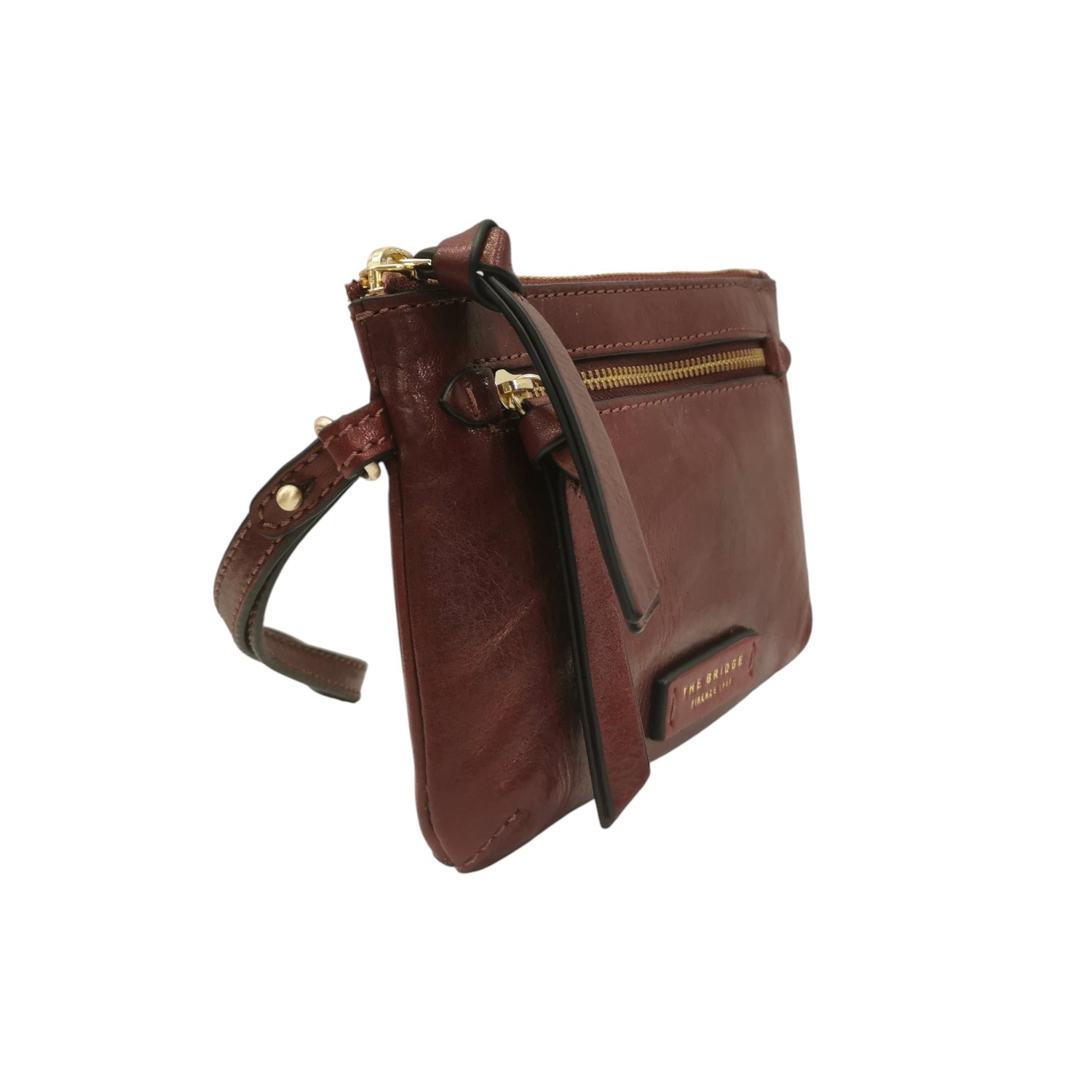 The Bridge Pochette Ingrid Unisex in Pelle Mosto con Polsino
