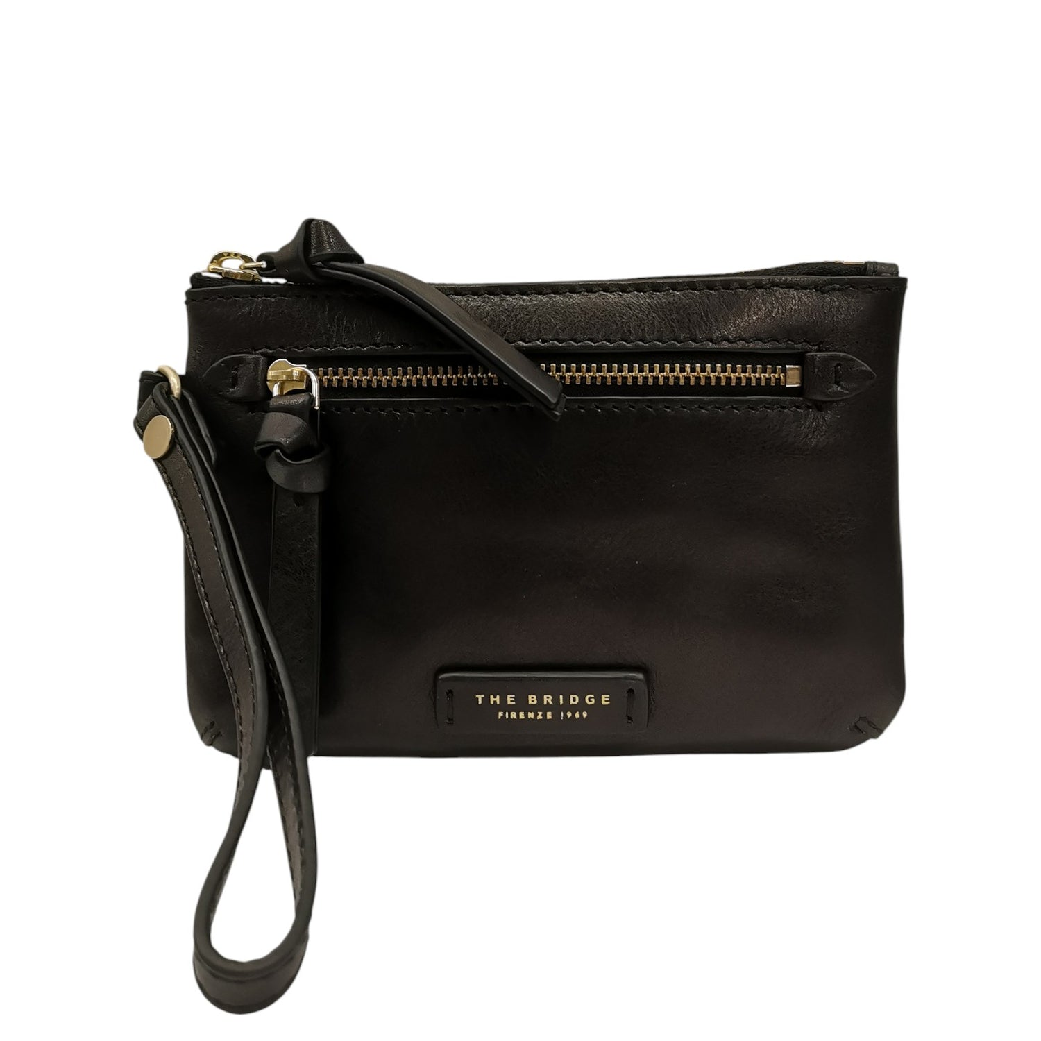 The Bridge Pochette Ingrid Unisex in Pelle Nera con Polsino
