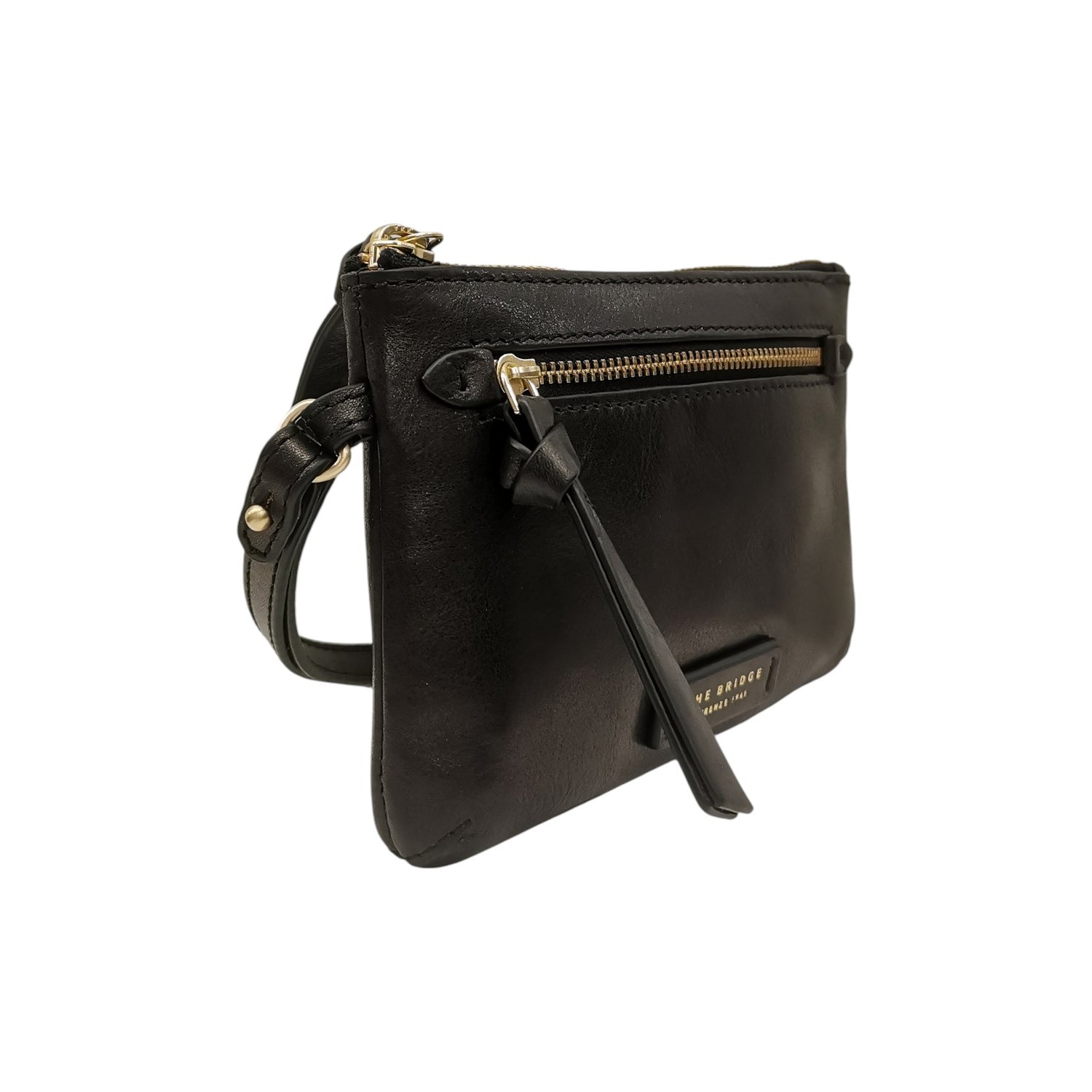 The Bridge Pochette Ingrid Unisex in Pelle Nera con Polsino