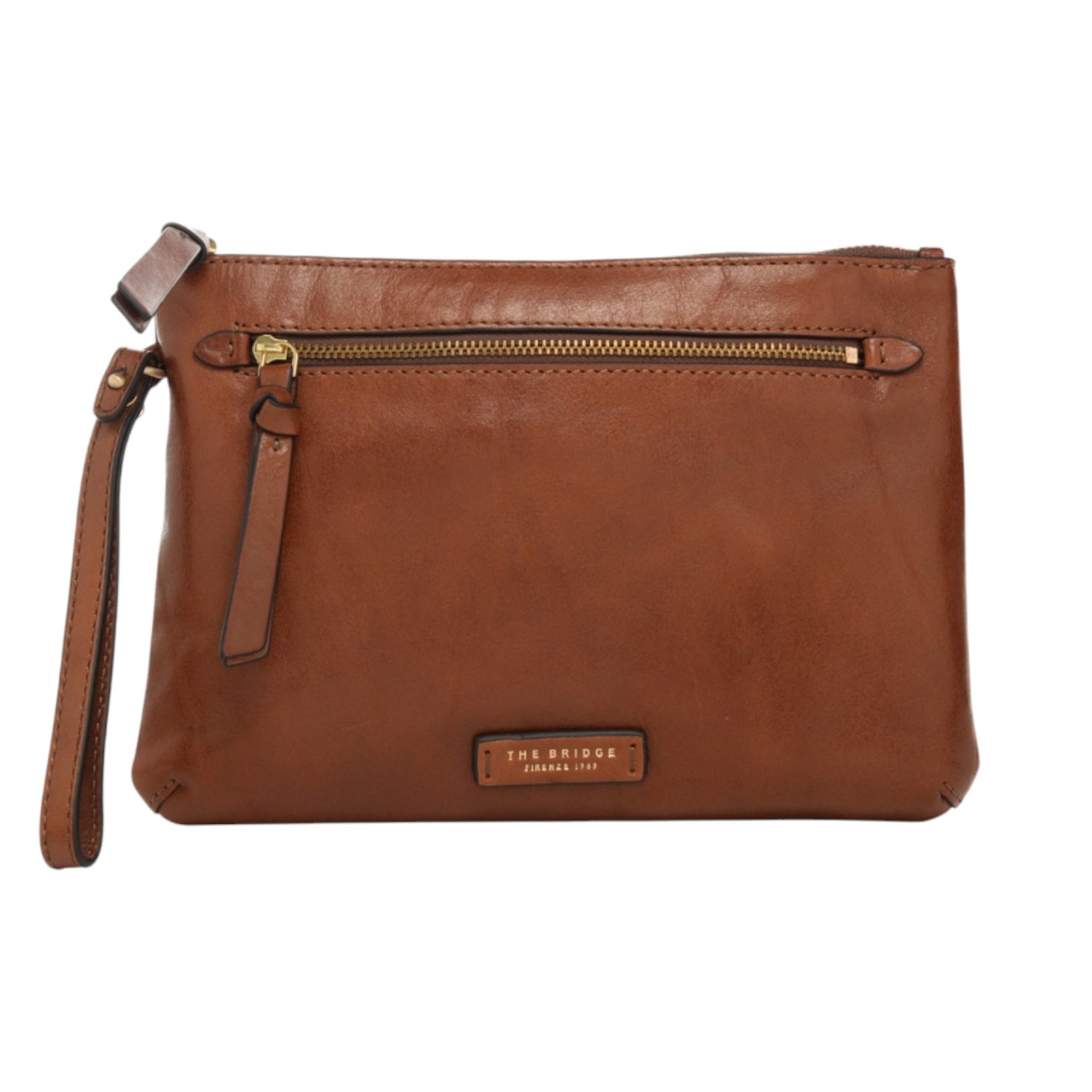 The Bridge Pochette Unisex Linea Ingrid in Pelle Cuoio con Polsino
