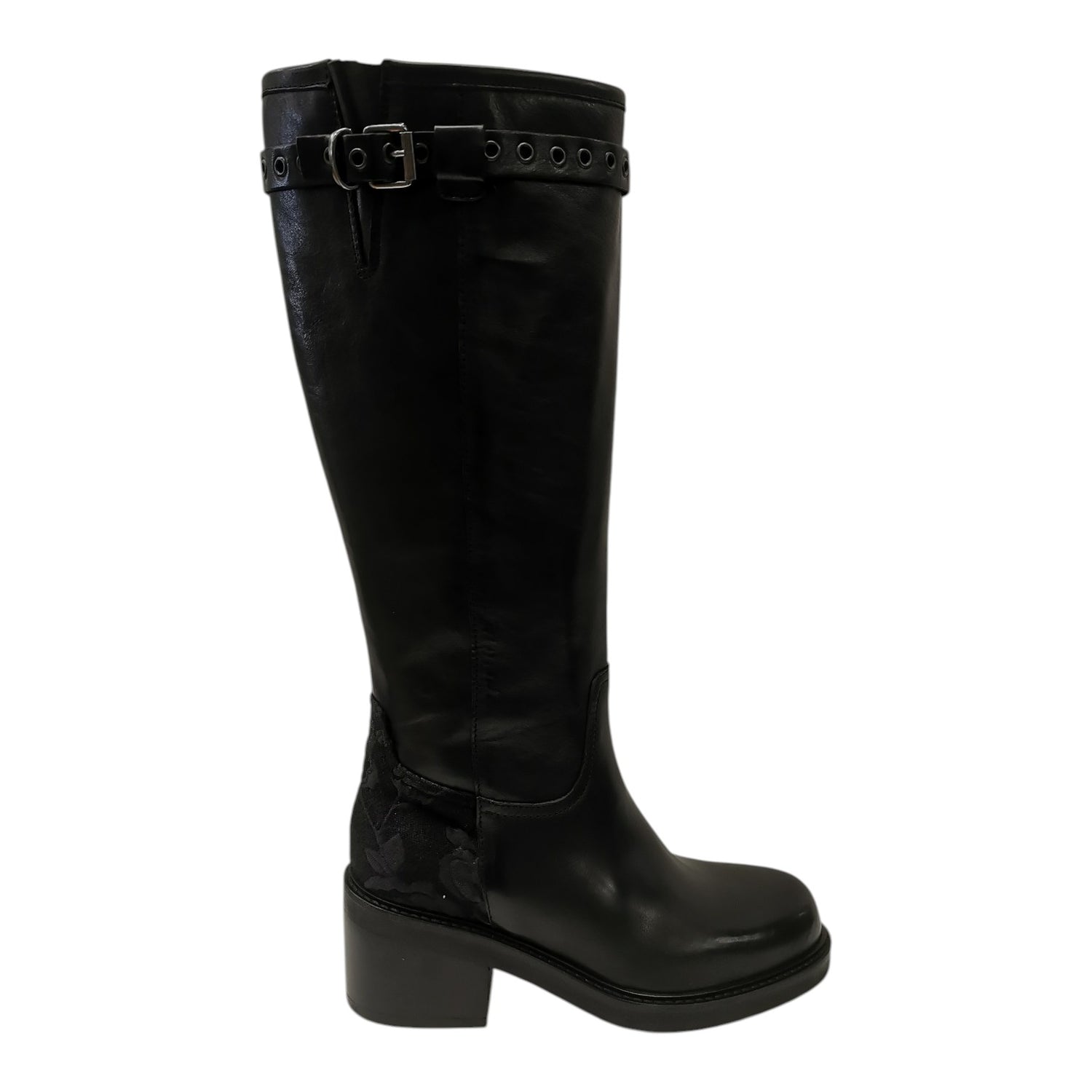 Helena Baker Mirella Stivaletto Donna in Pelle Nera con Tacco Largo Alto 60mm