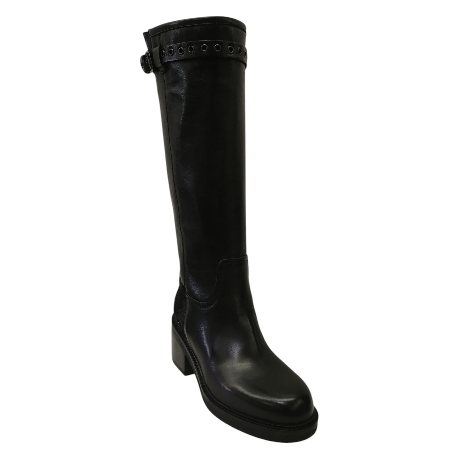 Helena Baker Mirella Stivaletto Donna in Pelle Nera con Tacco Largo Alto 60mm