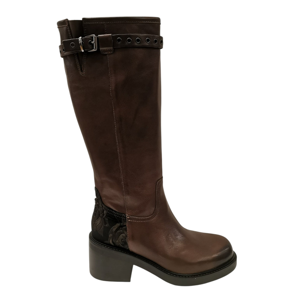 Helena Baker Mirella Stivaletto Donna in Pelle Testa di Moro con Tacco Largo Alto 60mm