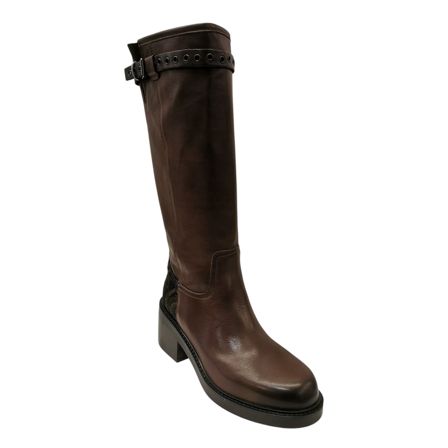 Helena Baker Mirella Stivaletto Donna in Pelle Testa di Moro con Tacco Largo Alto 60mm