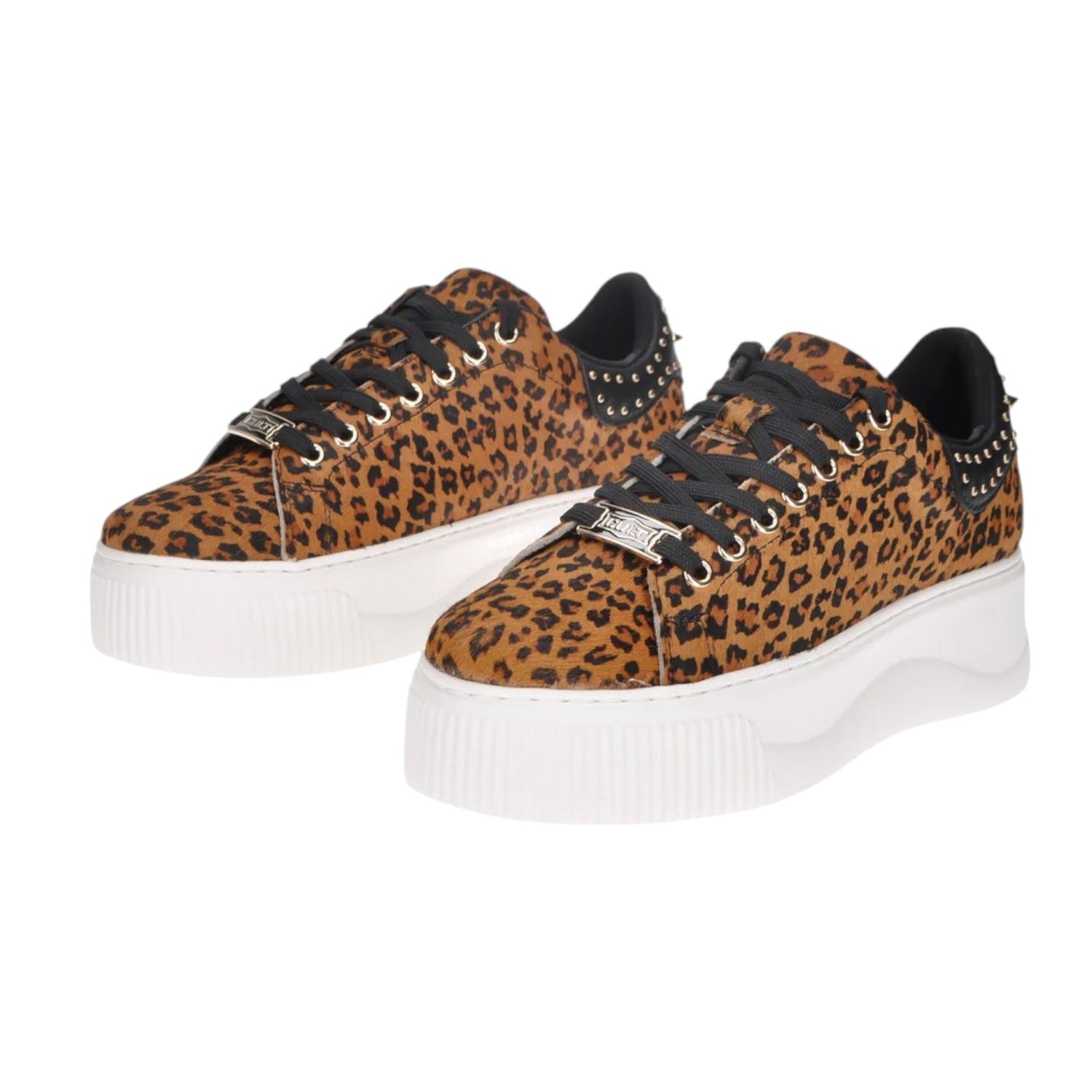 Cult Sneakers Platform Donna in Pelle Animalier con Borchie