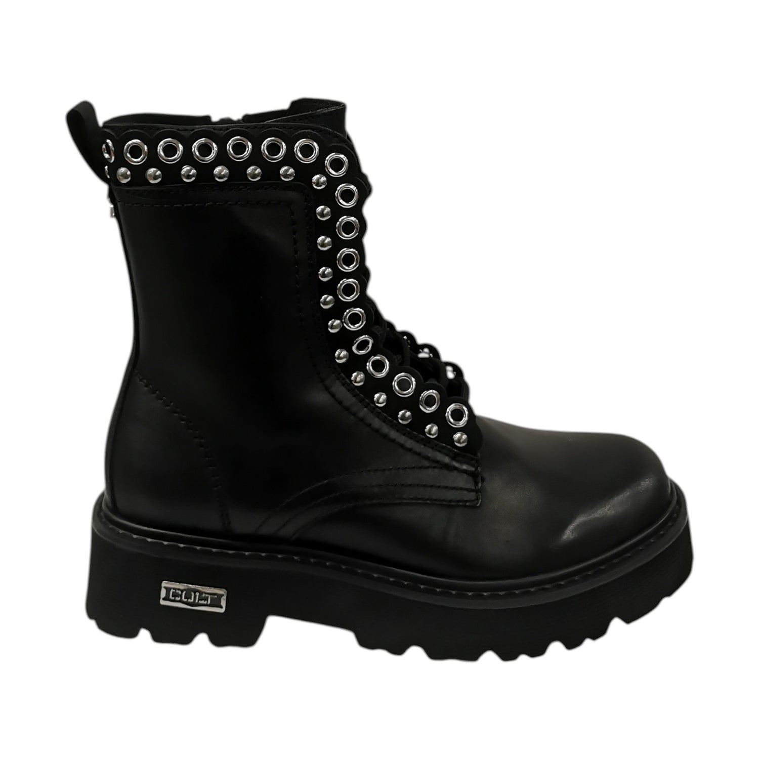 Cult Anfibio Donna in Pelle Nera con Borchie Argento