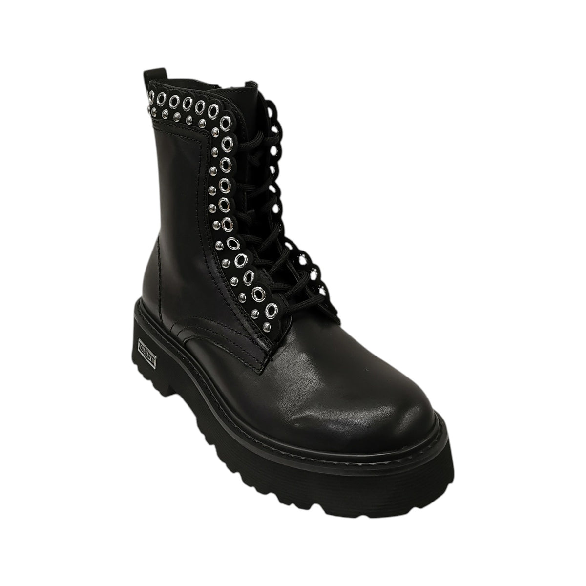 Cult Anfibio Donna in Pelle Nera con Borchie Argento