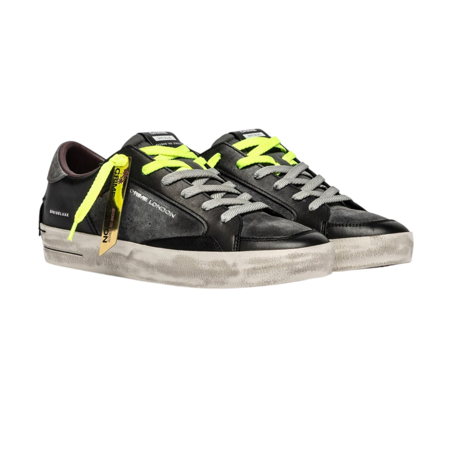 Crime London Sneakers Uomo in Pelle Nera Sk8 Deluxe Cool Grey