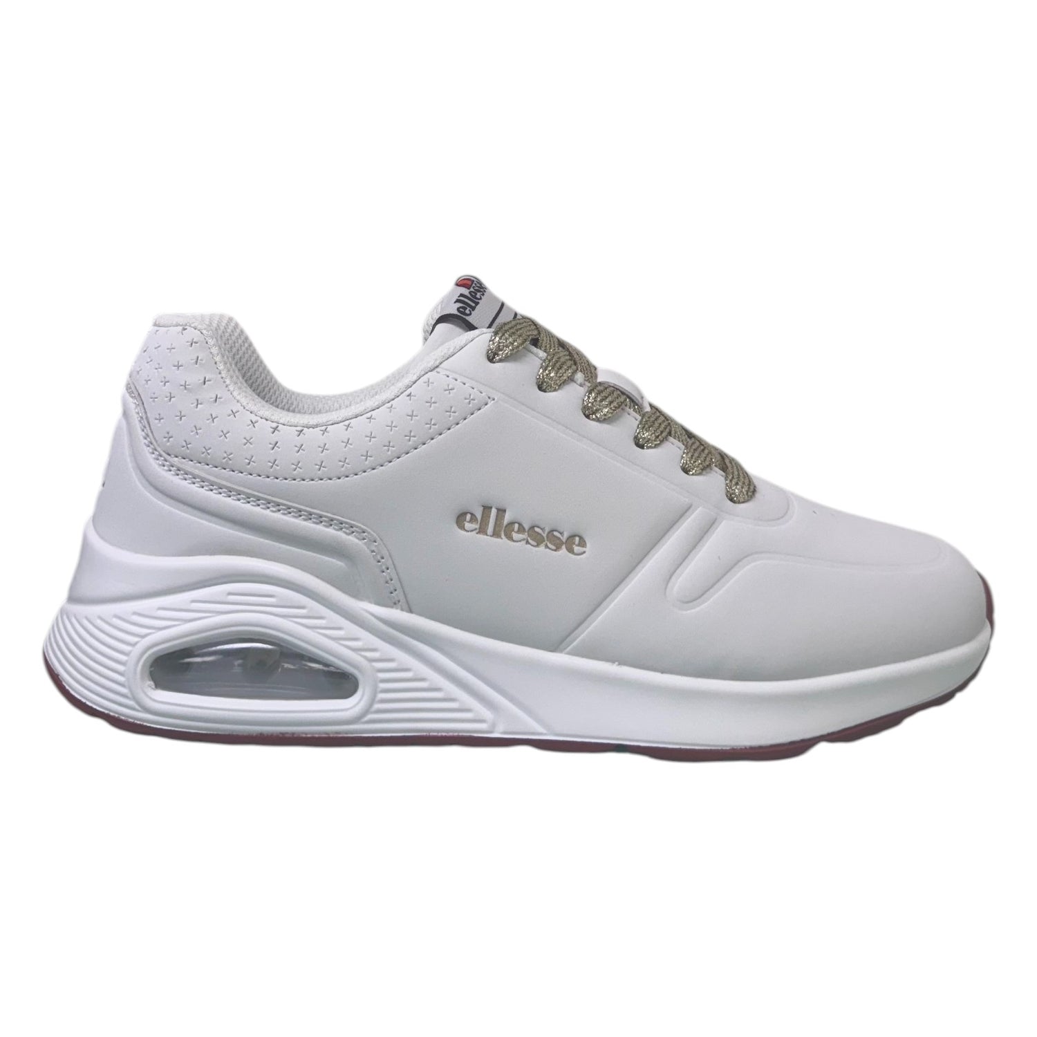 Ellesse Sneakers Donna in Ecopelle Bianco con Inserto Dorato e Memory Foam