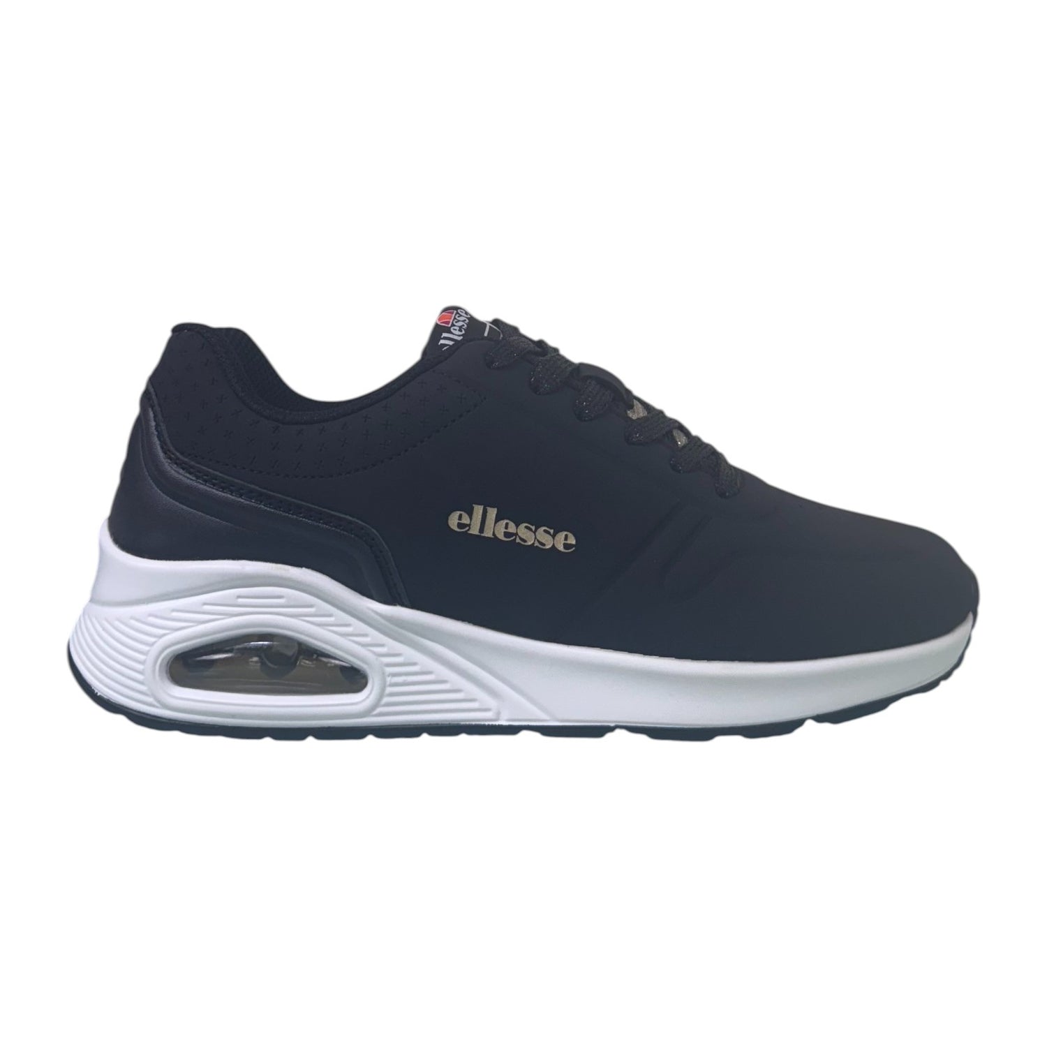 Ellesse Sneakers Donna in Ecopelle Nera con Inserto Dorato e Memory Foam