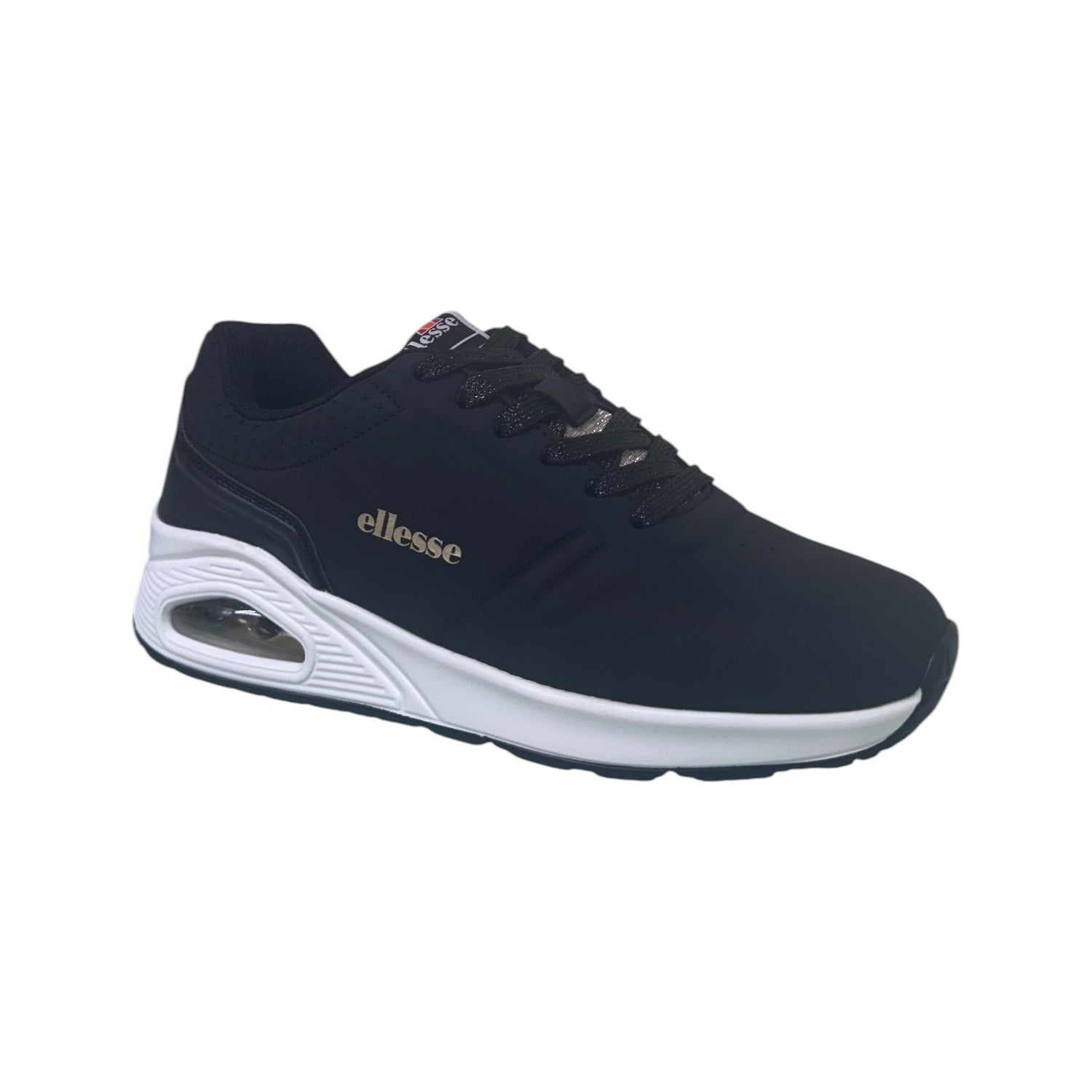 Ellesse Sneakers Donna in Ecopelle Nera con Inserto Dorato e Memory Foam
