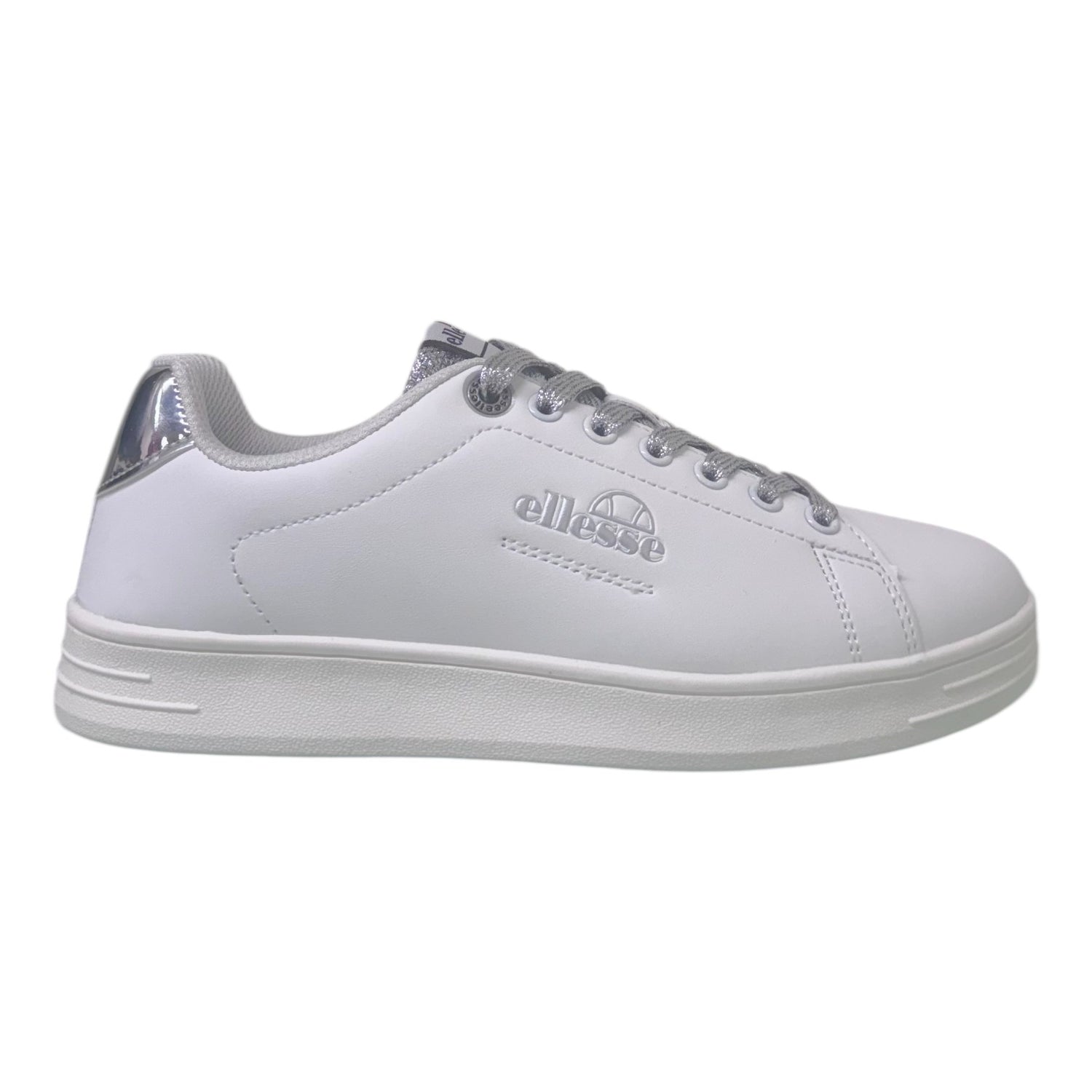 Ellesse Sneakers Donna in Ecopelle Bianca con Lacci Lurex Argento