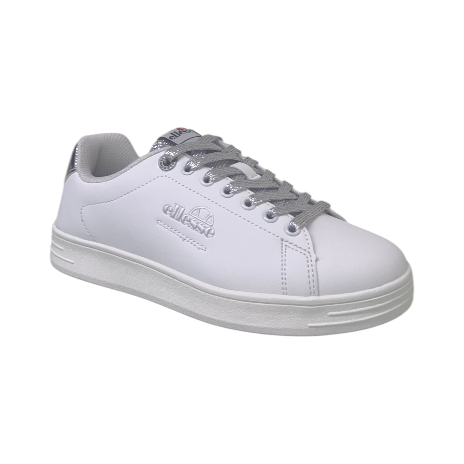 Ellesse Sneakers Donna in Ecopelle Bianca con Lacci Lurex Argento