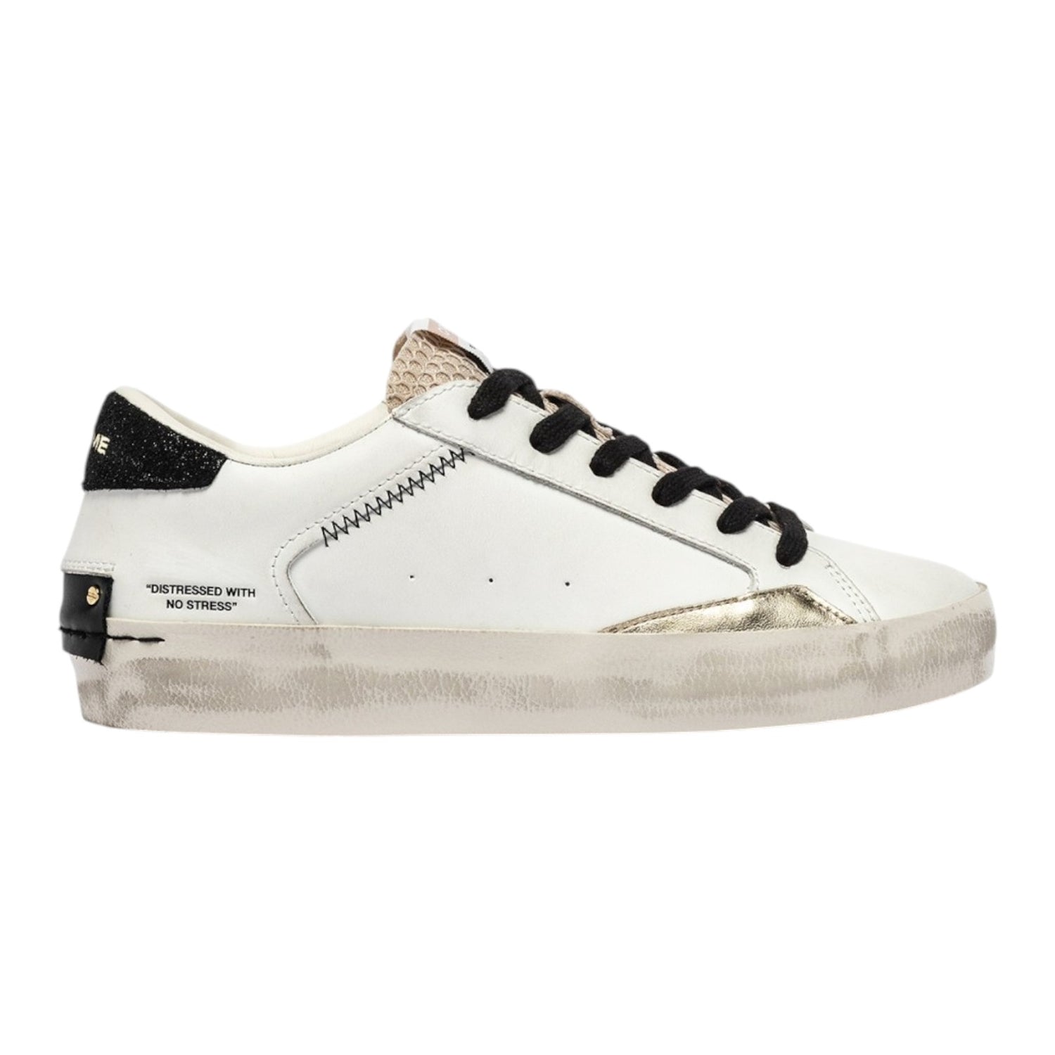 Crime London Sneakers Donna in Pelle Bianca Distressed Ivory Shadow