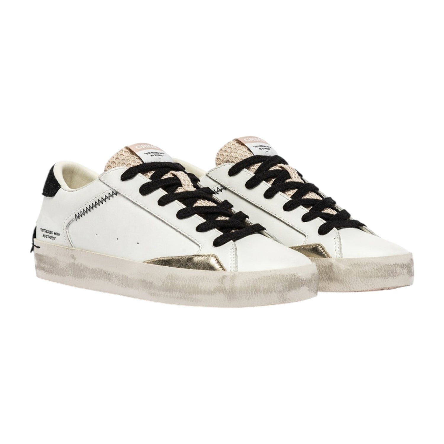 Crime London Sneakers Donna in Pelle Bianca Distressed Ivory Shadow