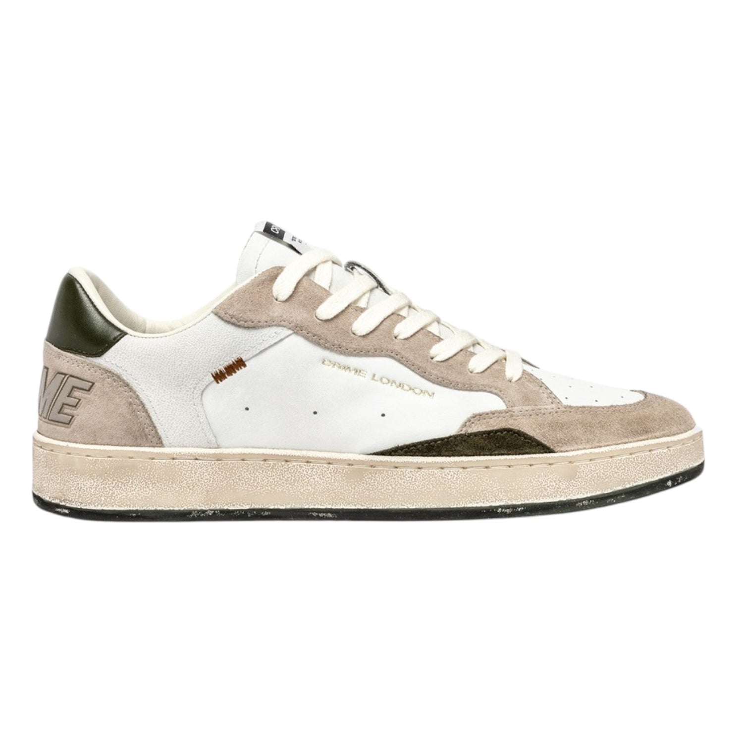 Crime London Sneakers Uomo in Pelle e Camoscio Bianca Verde Chelsea Dune Draft