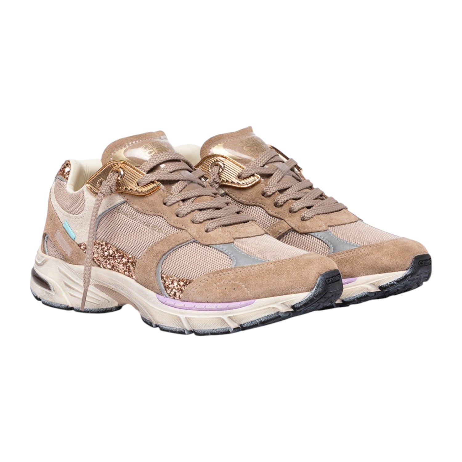Crime London Sneakers Donna in Tessuto e Camoscio Sabbia Fugitive 9094 Copper Flare