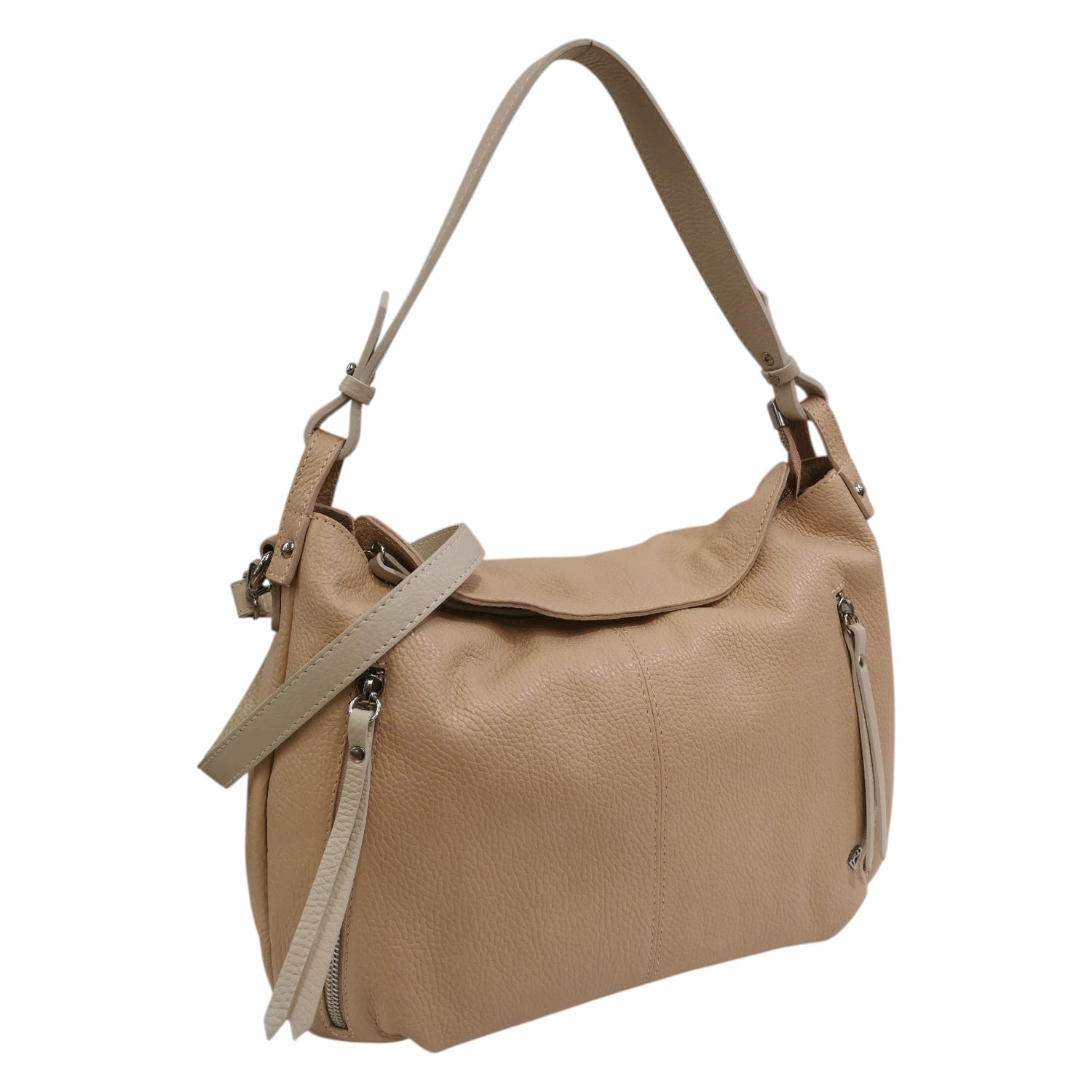 Caleidos Borsa a Spalla Donna in Pelle Nudo Beige con Tracolla