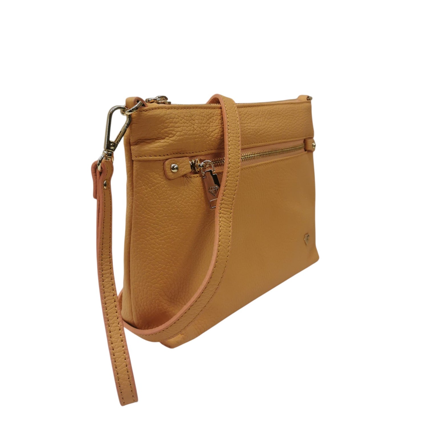 Caleidos Pochette Donna in Pelle Albicocca con Tasca Frontale