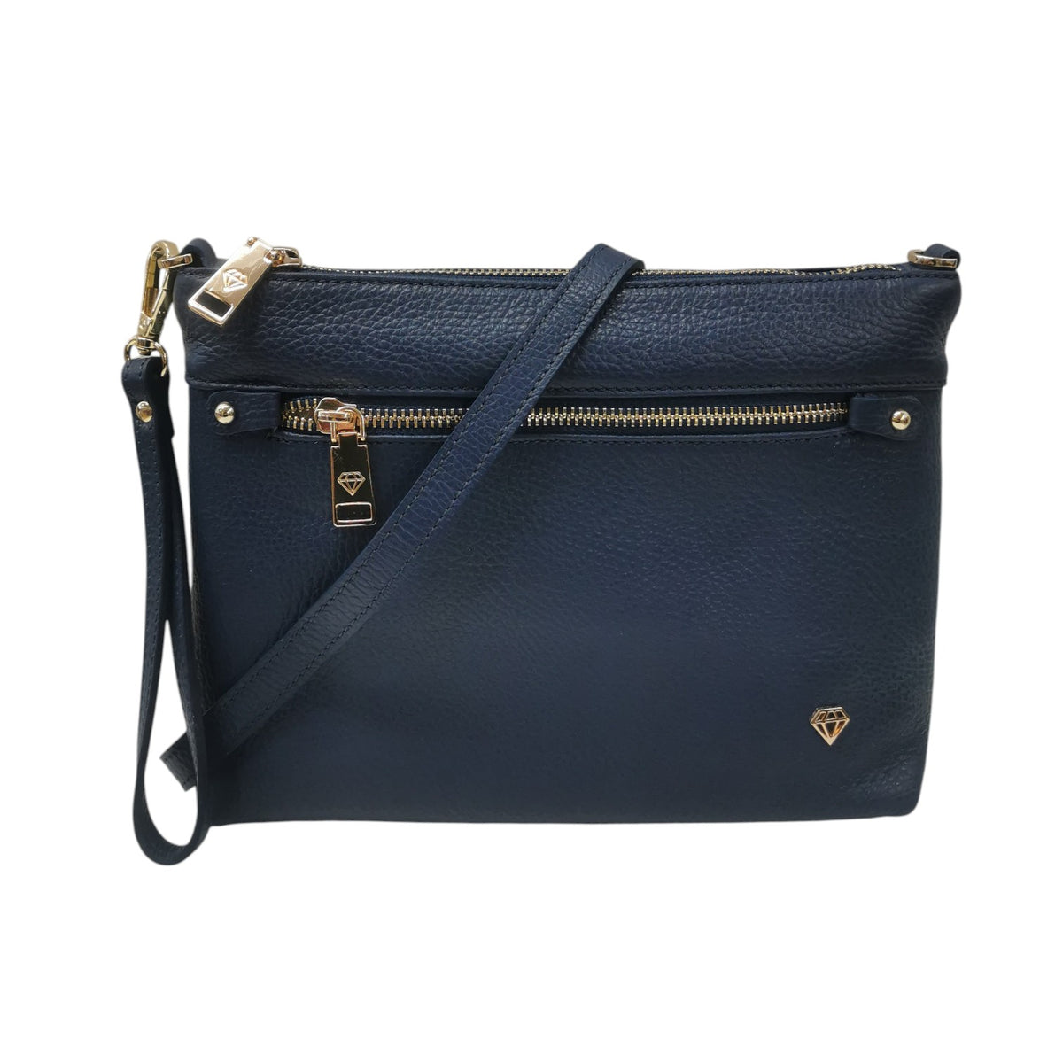 Caleidos Pochette Donna in Pelle Blu con Tasca Frontale