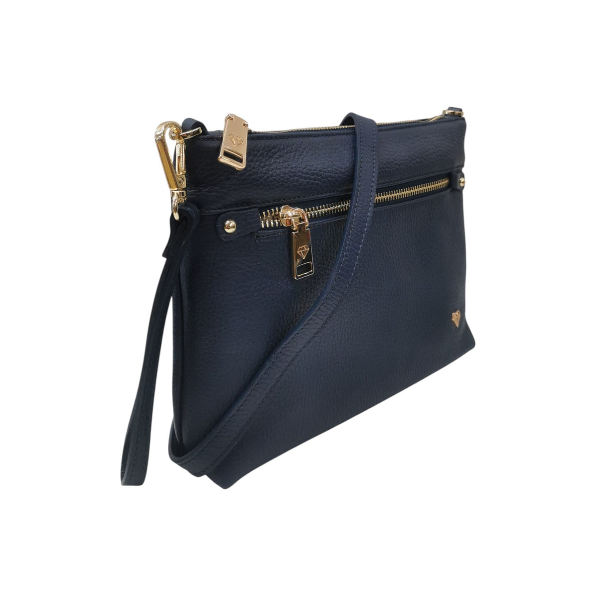 Caleidos Pochette Donna in Pelle Blu con Tasca Frontale