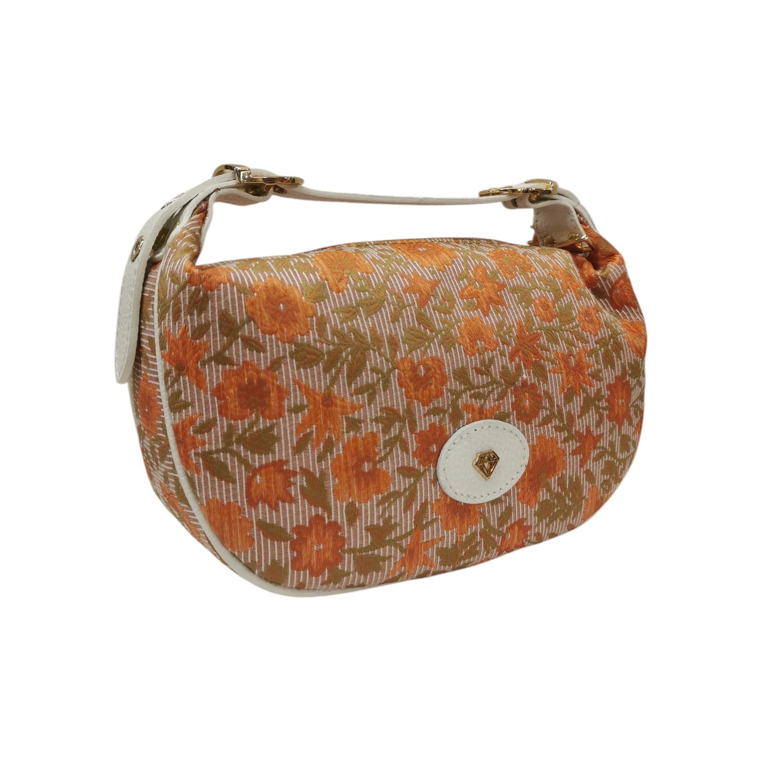 Caleidos Borsa a Mano Donna in Tessuto Salmone con Stampa Floreale e Tracolla