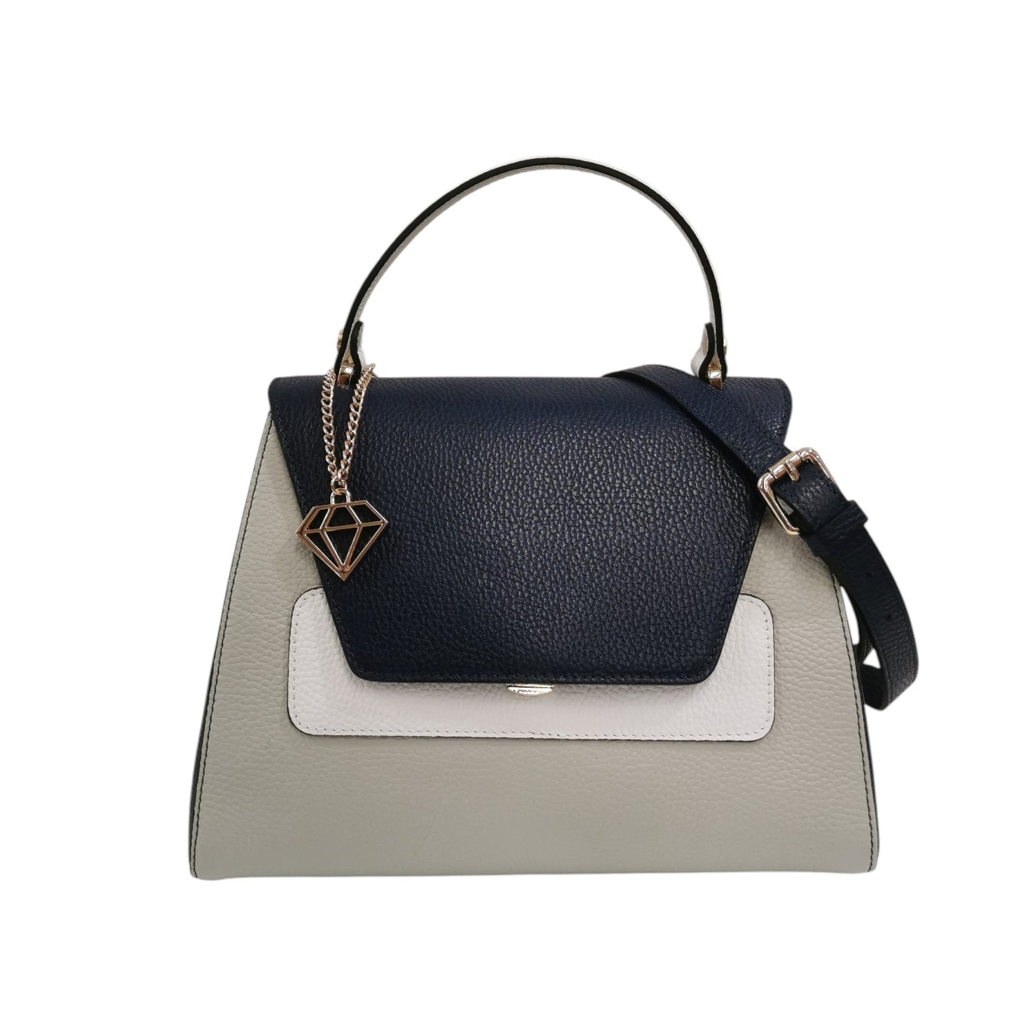 Caleidos Borsa a Mano Media Donna in Pelle Blu Mix con Tracolla