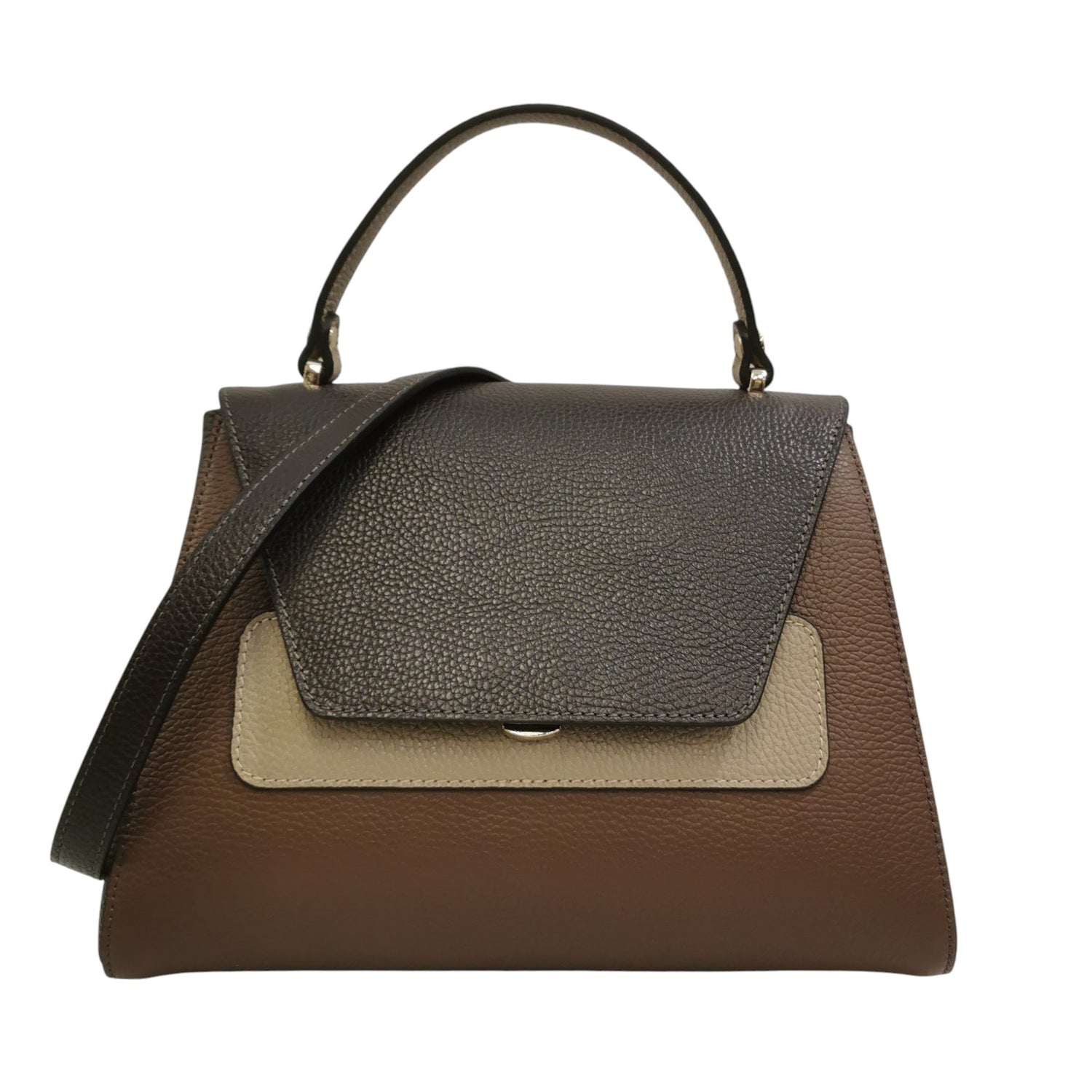 Caleidos Borsa a Mano Media Donna in Pelle Marrone Multi con Tracolla