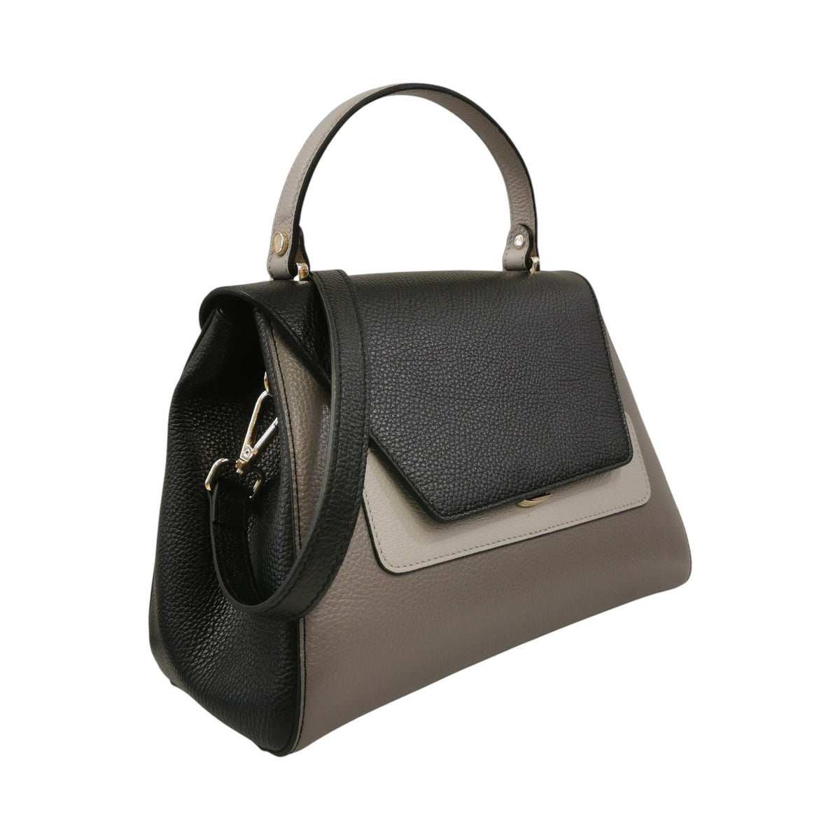 Caleidos Borsa a Mano Media Donna in Pelle Nero Multi con Tracolla