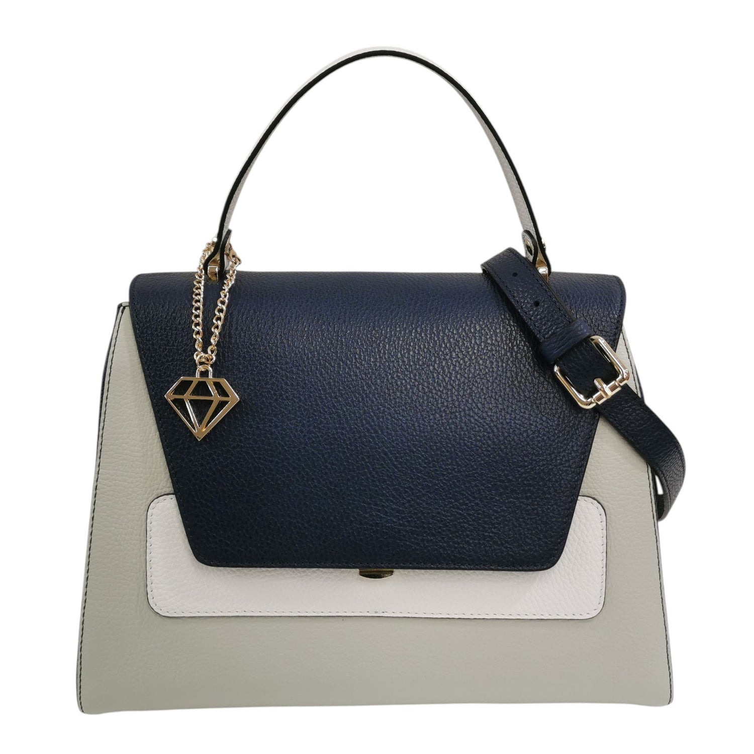 Caleidos Borsa a Mano Grande Donna in Pelle Blu Mix con Tracolla