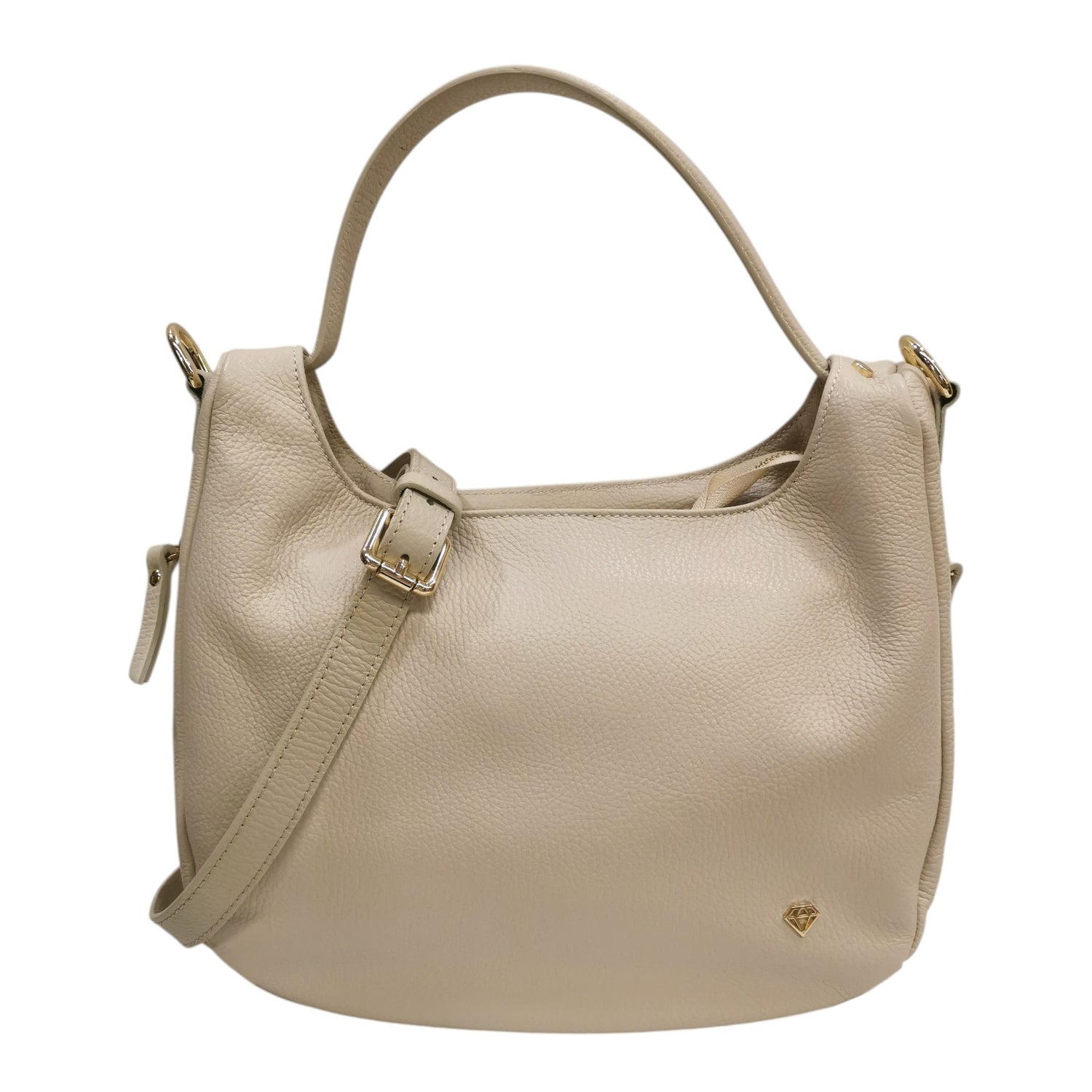 Caleidos Borsa a Spalla Donna in Pelle Beige con Tracolla Regolabile