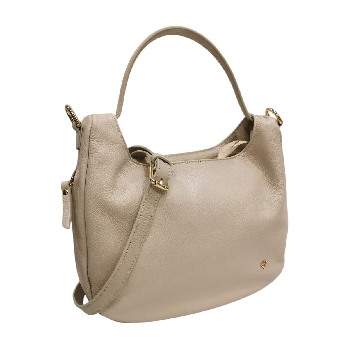 Caleidos Borsa a Spalla Donna in Pelle Beige con Tracolla Regolabile