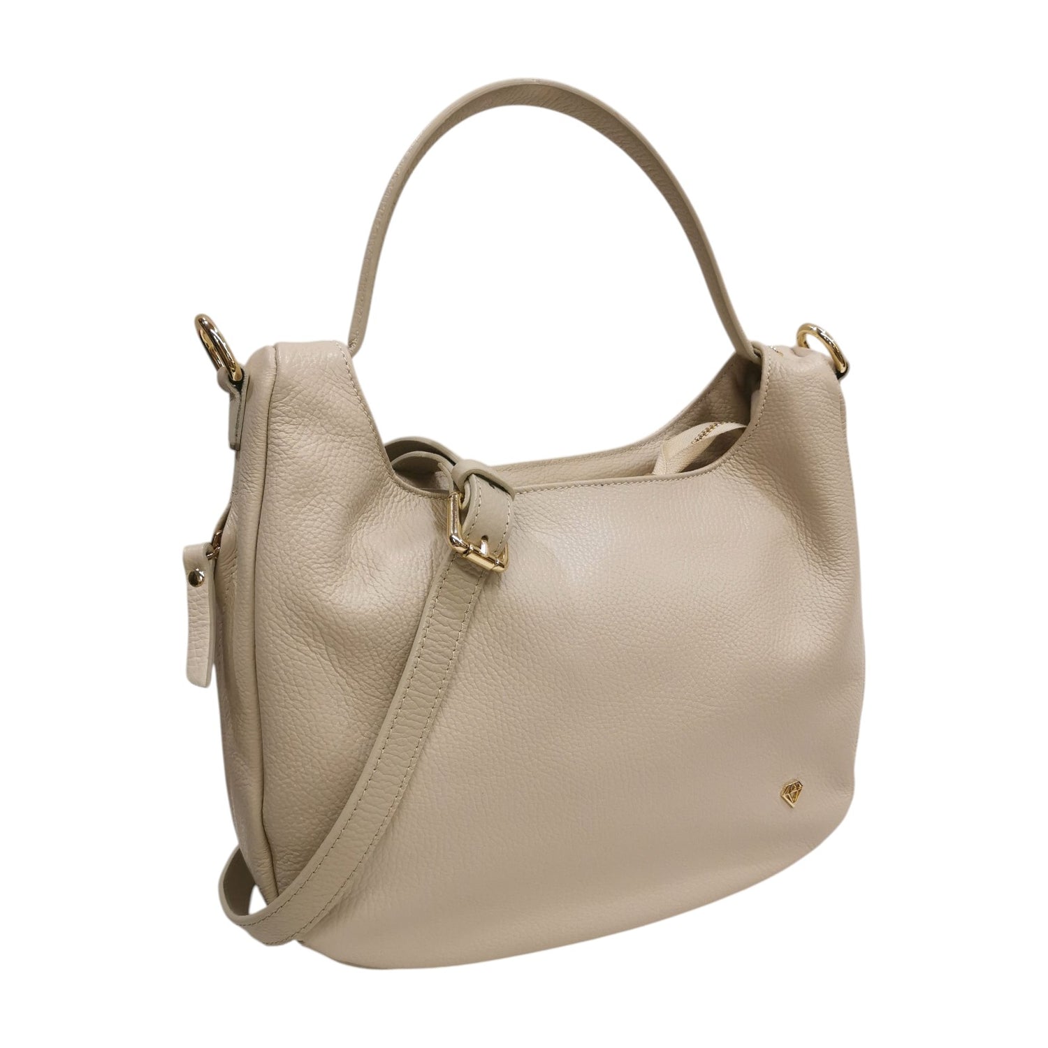 Caleidos Borsa a Spalla Donna in Pelle Beige con Tracolla Regolabile
