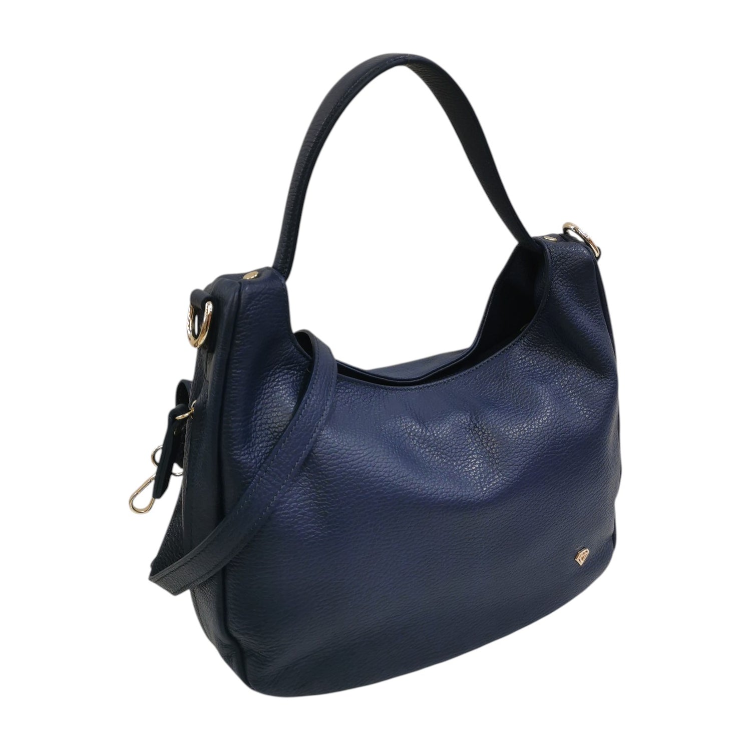 Caleidos Borsa a Spalla Donna in Pelle Blu con Tracolla Regolabile