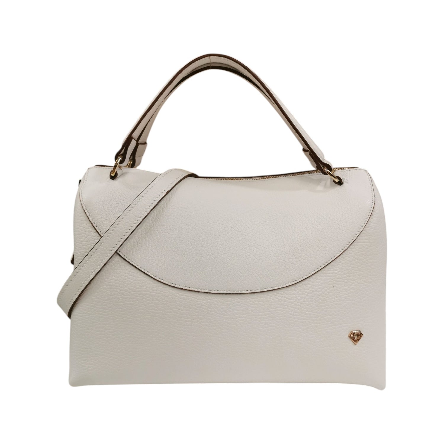 Caleidos Borsa a Mano Bauletto Donna in Pelle Bianca con Tracolla